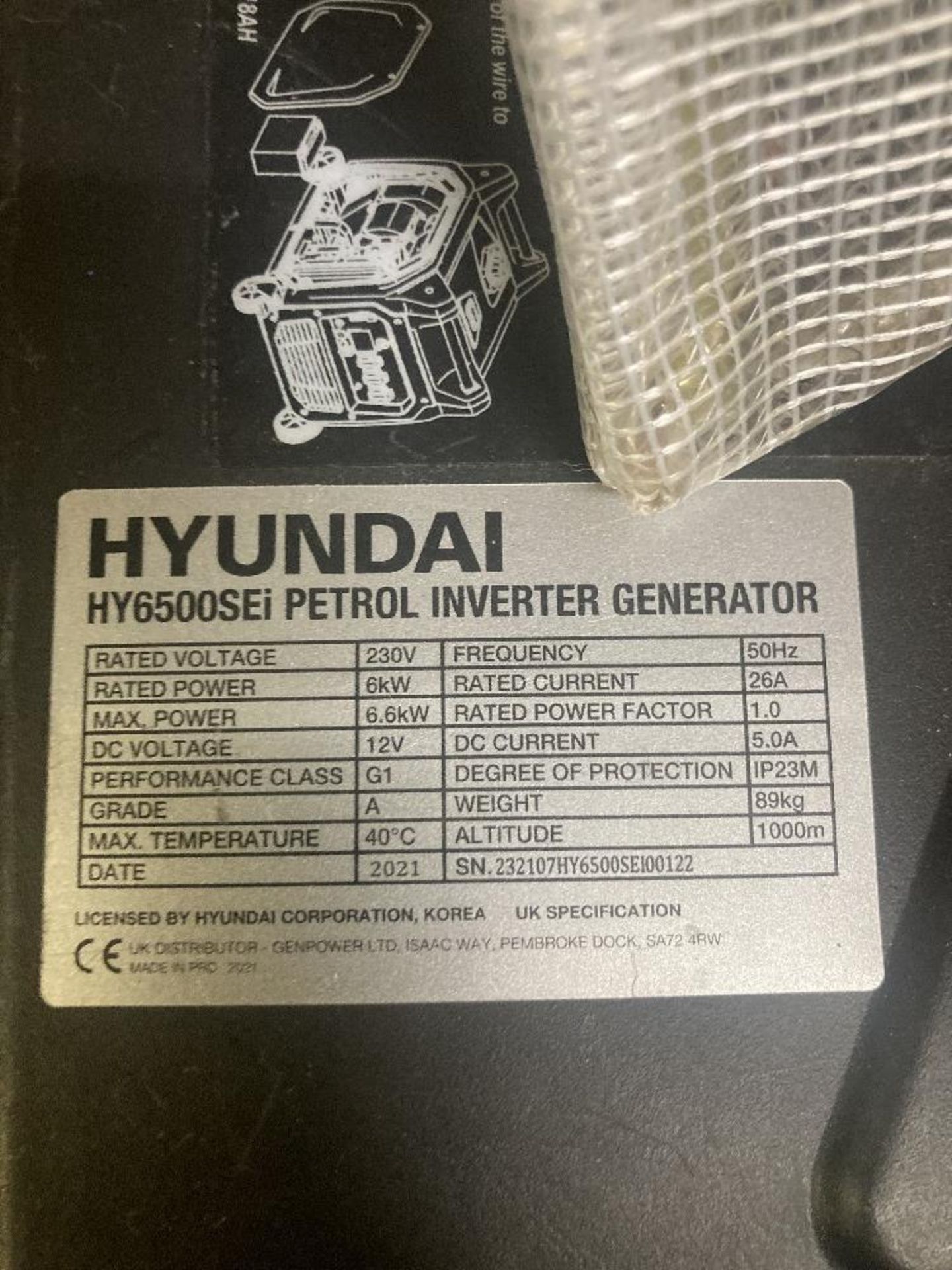 Hyundai HY6500SEI Petrol Inverter Generator - Image 4 of 5