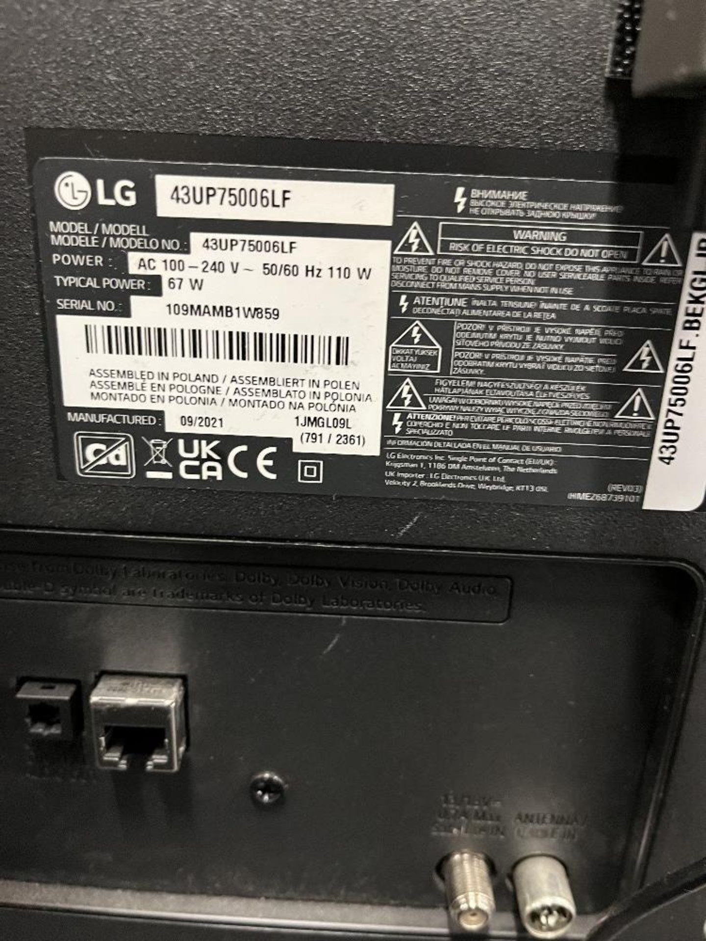 LG 43UP75006LF 43'' 4K UHD HDR Smart LED Television & Padded Case - Bild 4 aus 5