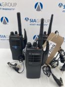 (3) Motorola GP340 hand held walkie-talkie with in-ear receivers