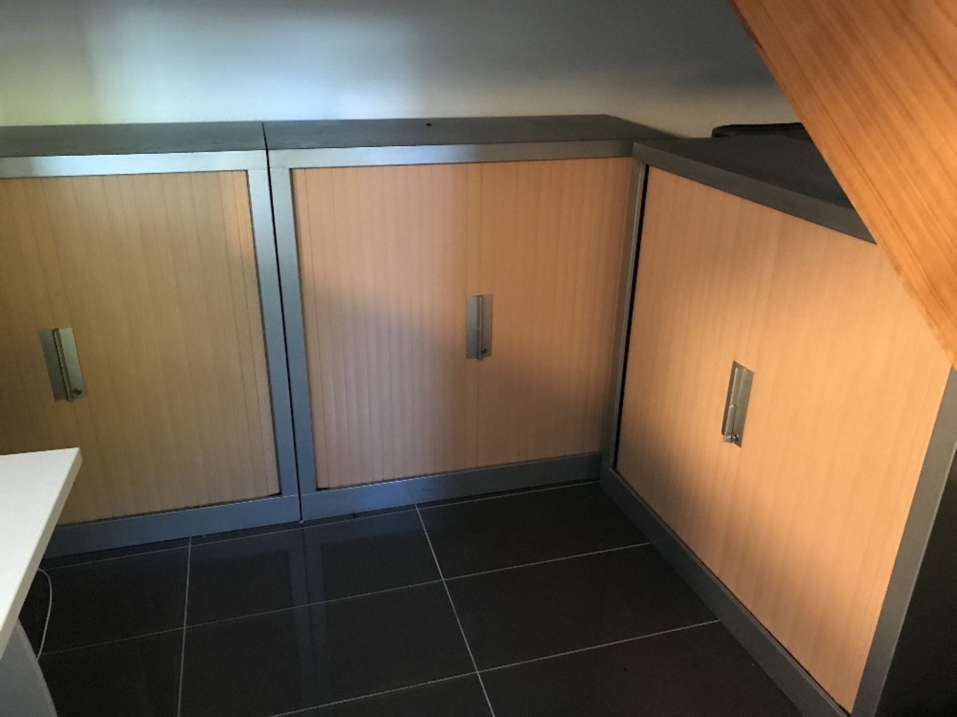 (3) Office Sliding Door Cabinets and Contents