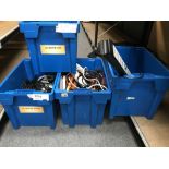 (4) Large Lin bins To Include Various IEC Cables And Extension Leads