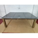 Large bespoke lead top wooden frame table