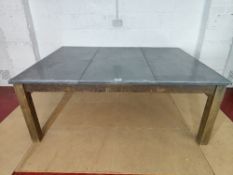 Large bespoke lead top wooden frame table
