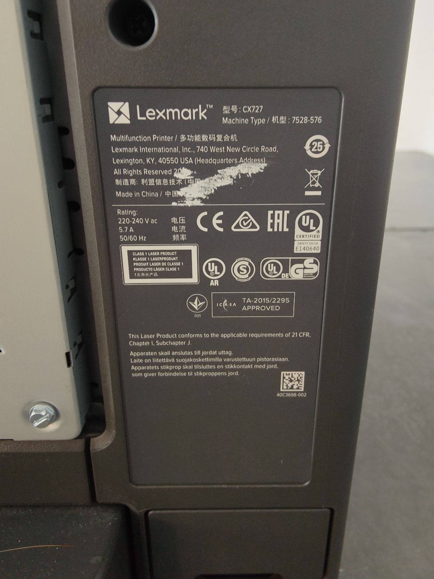 Lexmark CX727 multifunction laser printer - Image 5 of 6