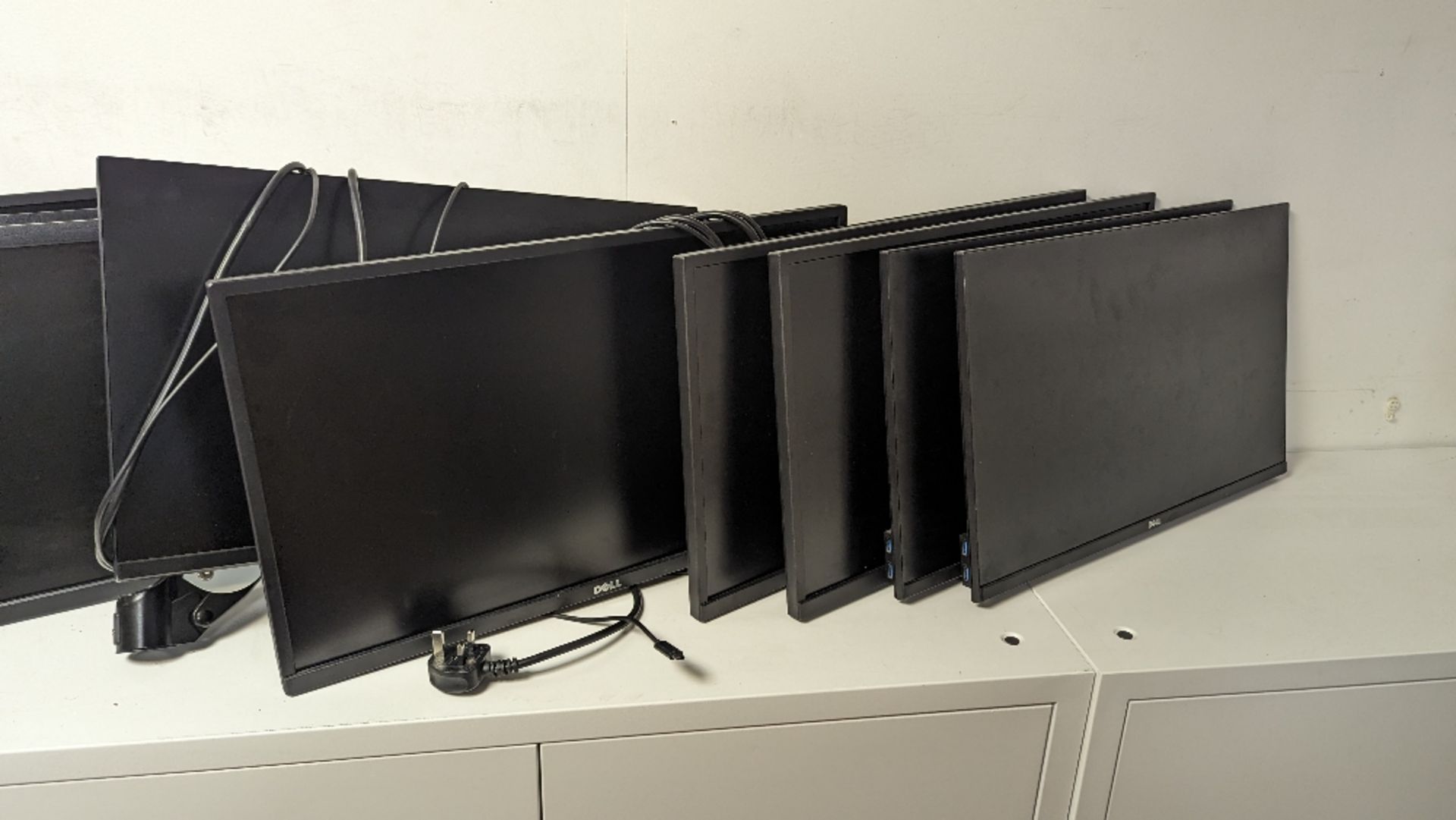 (14) DELL PC monitors with quantity of desk stands, mounts and cables - Image 4 of 22