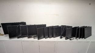 (14) DELL PC monitors with quantity of desk stands, mounts and cables