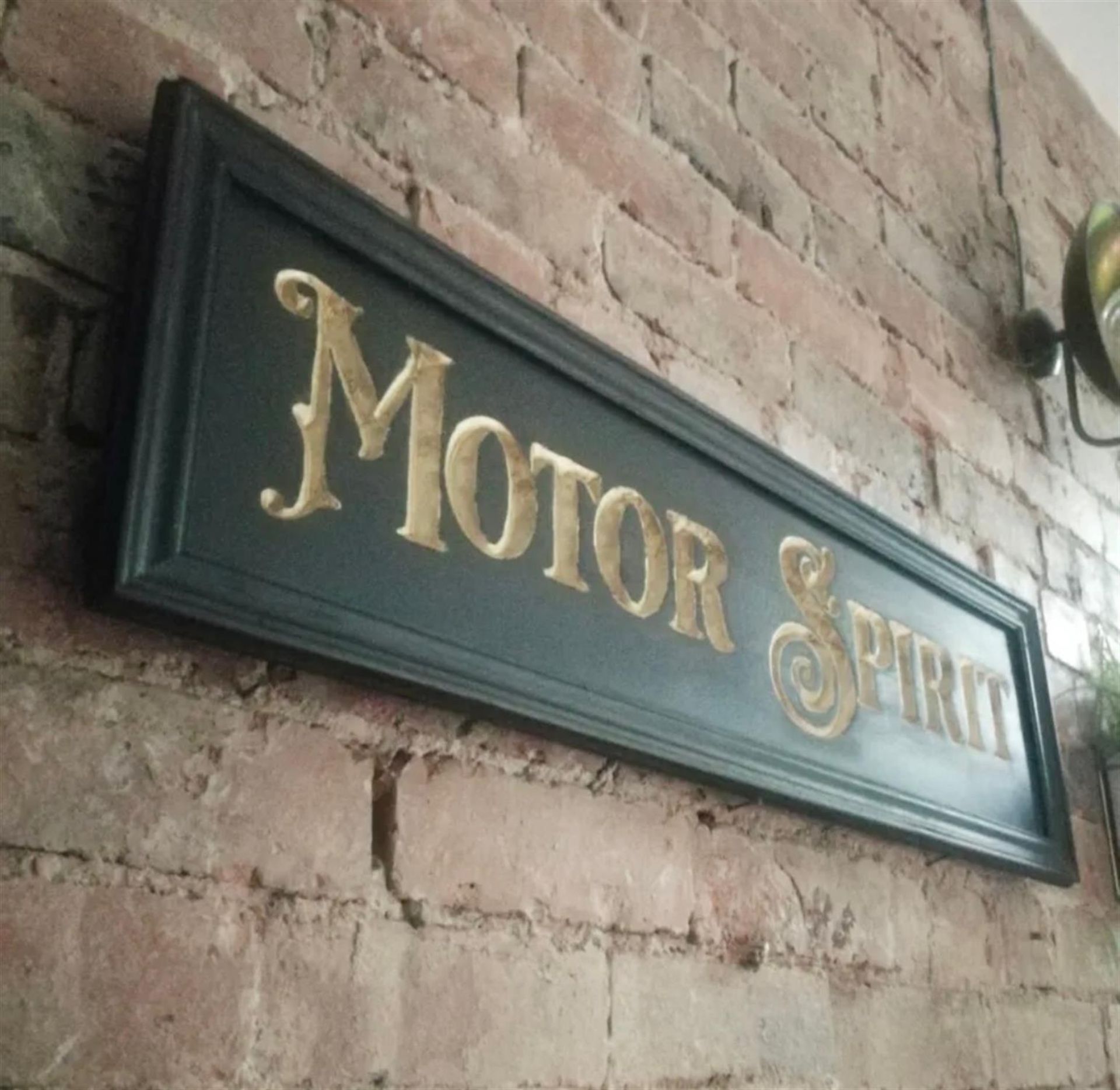 A Beautiful Hand-Carved Wooden 'Motor Spirit' Wall Sign - Image 4 of 7