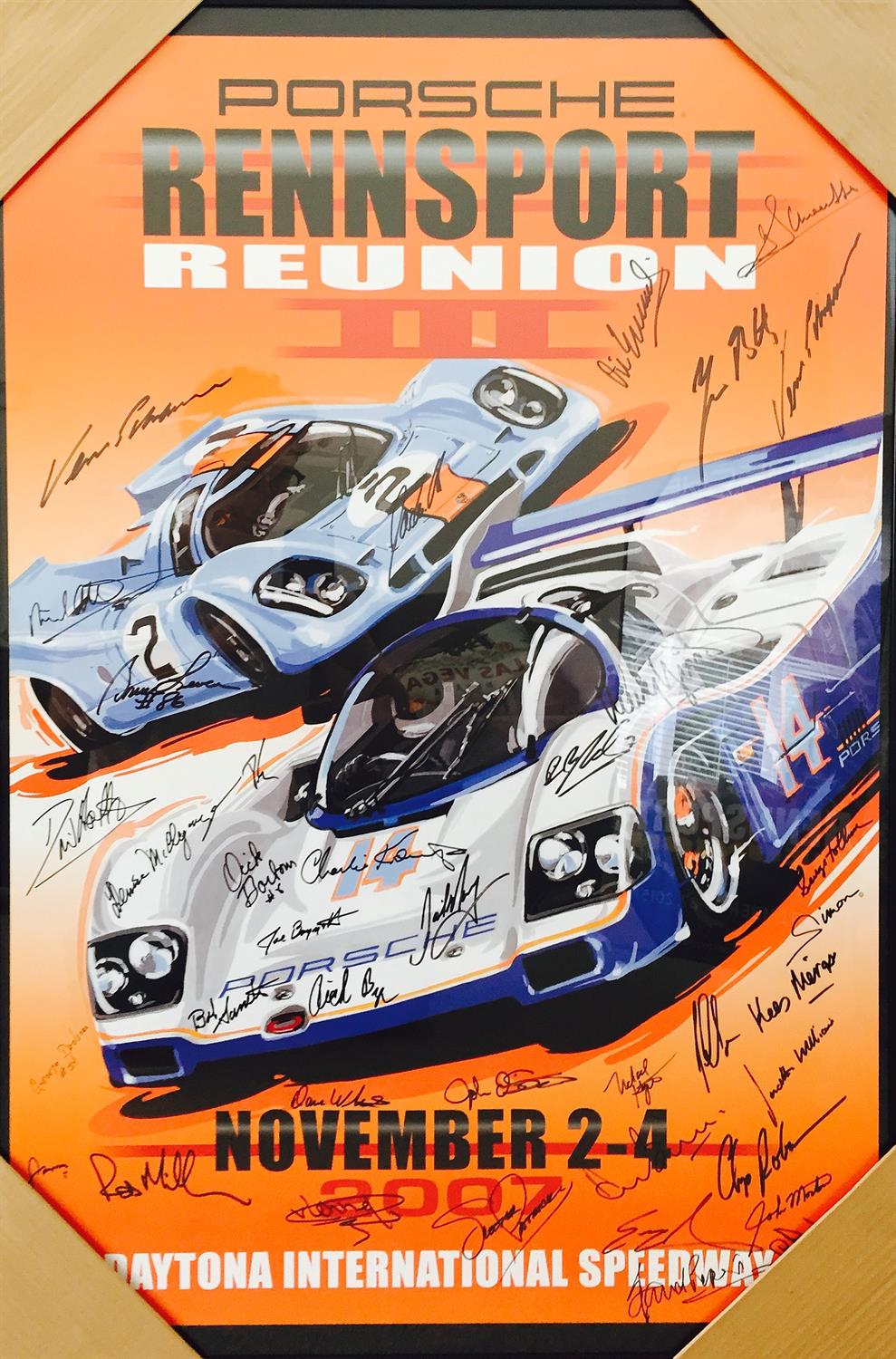 Porsche 'Rennsport Reunion' Set of Five Multi-Signed Original Posters - Image 5 of 7