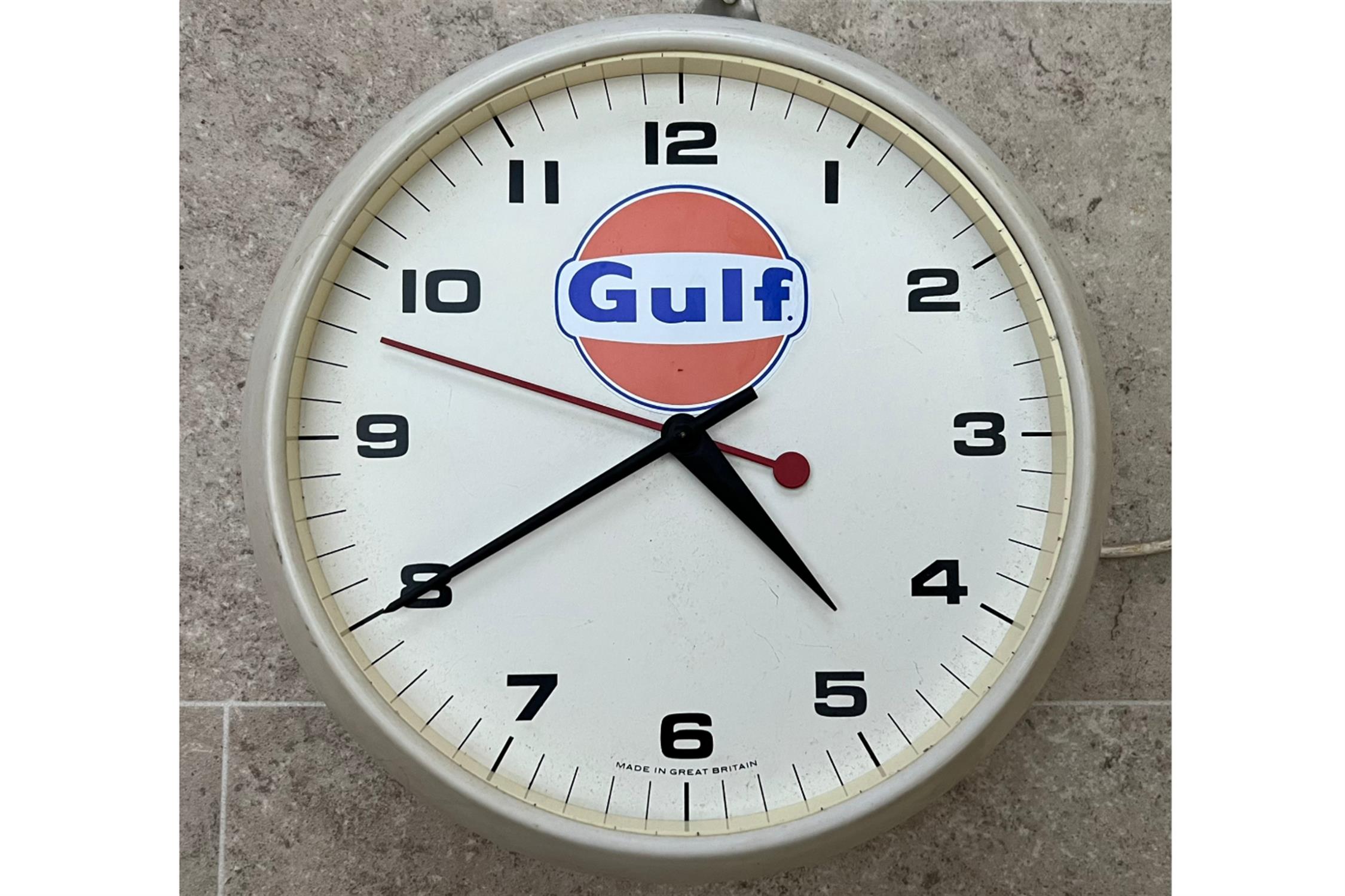 An Original Smiths 9" Gulf-Themed Wall Clock c.1970s