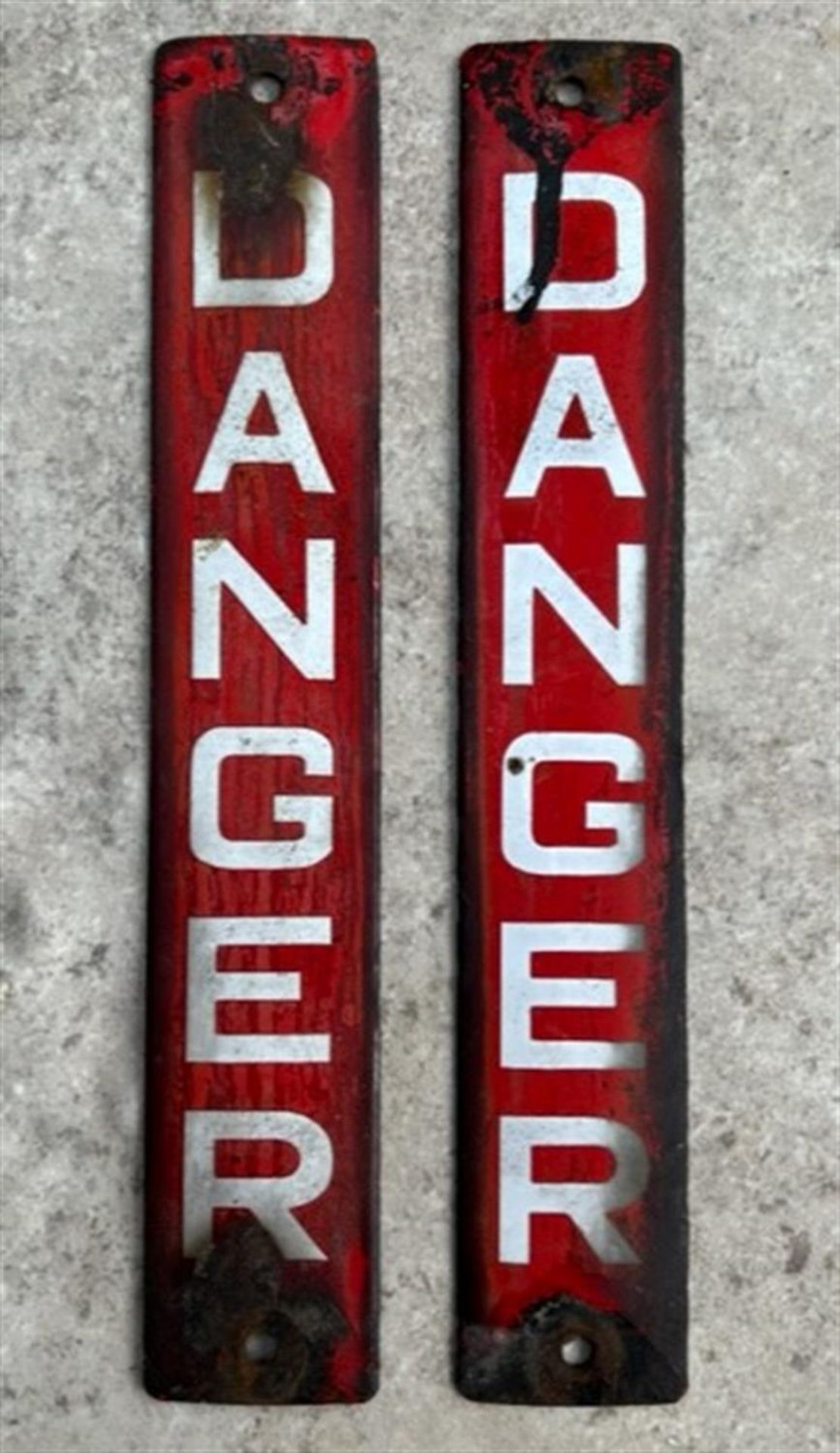 A Rare Pair of Vintage Vitreous-Enamelled 'Danger' Signs - Image 4 of 4