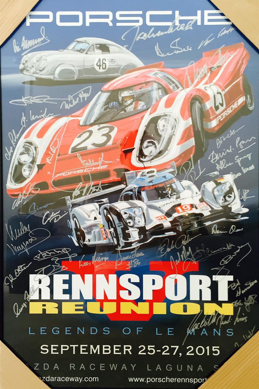 Porsche 'Rennsport Reunion' Set of Five Multi-Signed Original Posters - Image 2 of 7