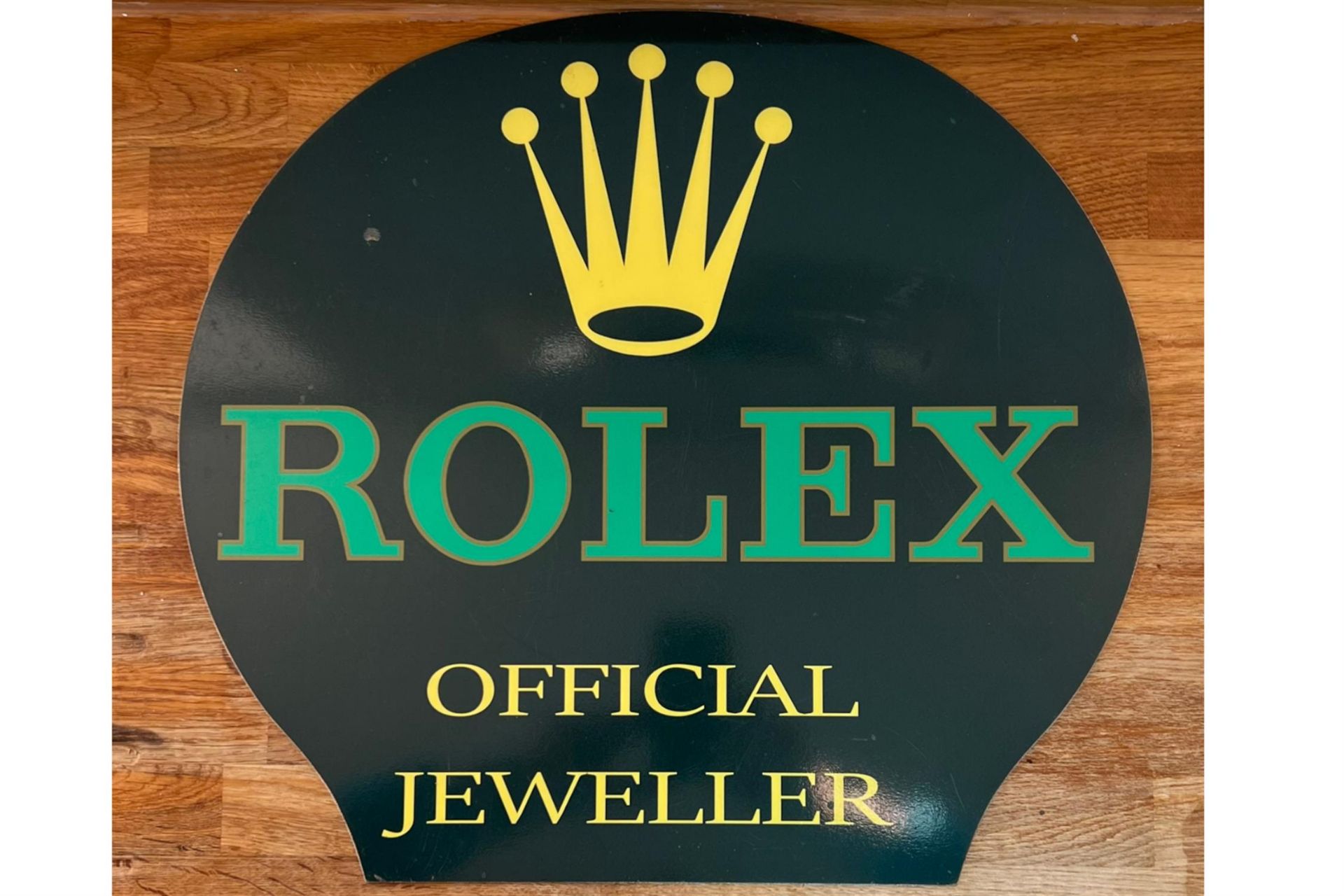 A Rare 'Rolex' Enamelled Tin-Plate Advertising Sign