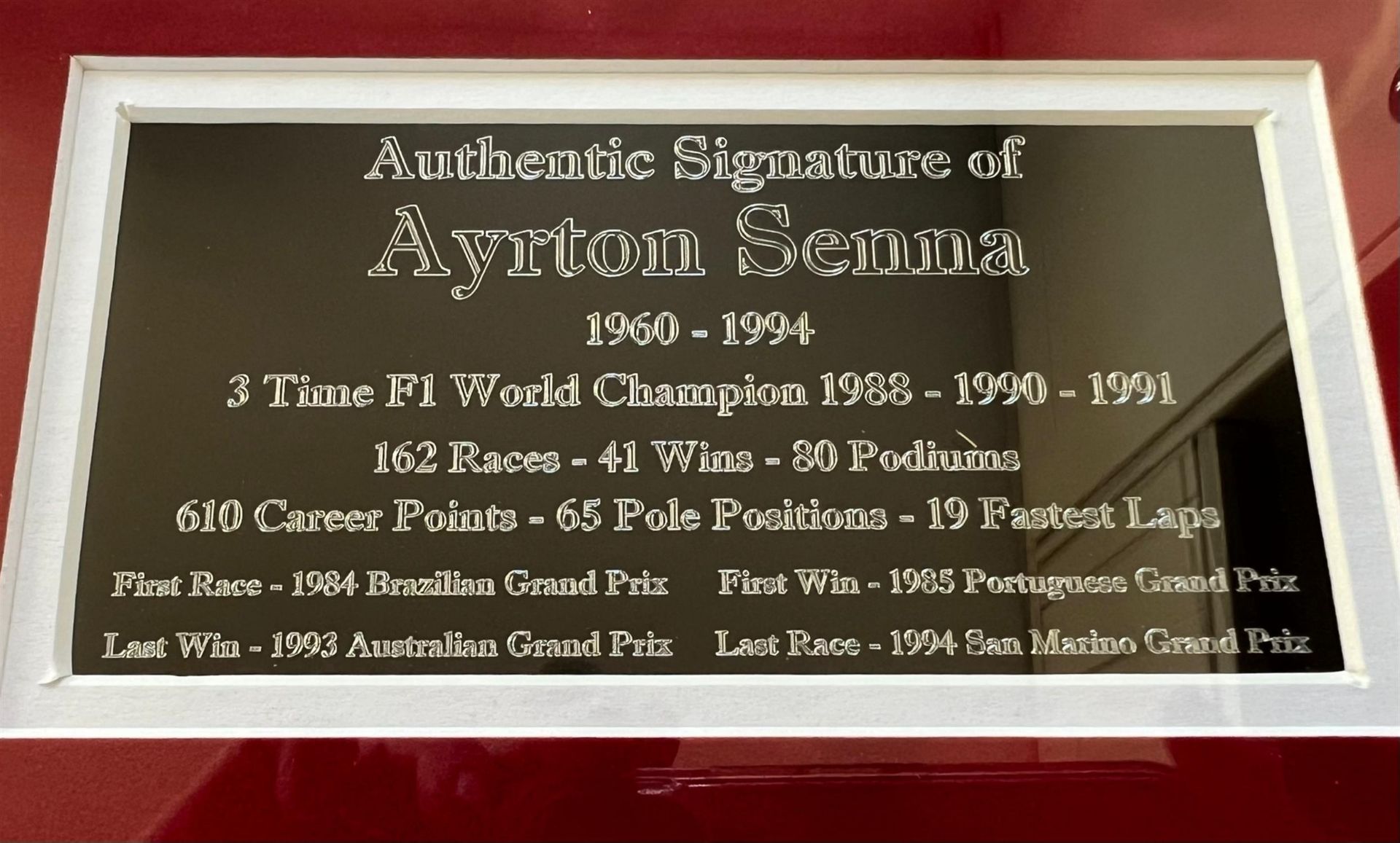 A Superb Framed Montage Featuring the Authentic Hand-signed Autograph of Ayrton Senna - Image 4 of 5