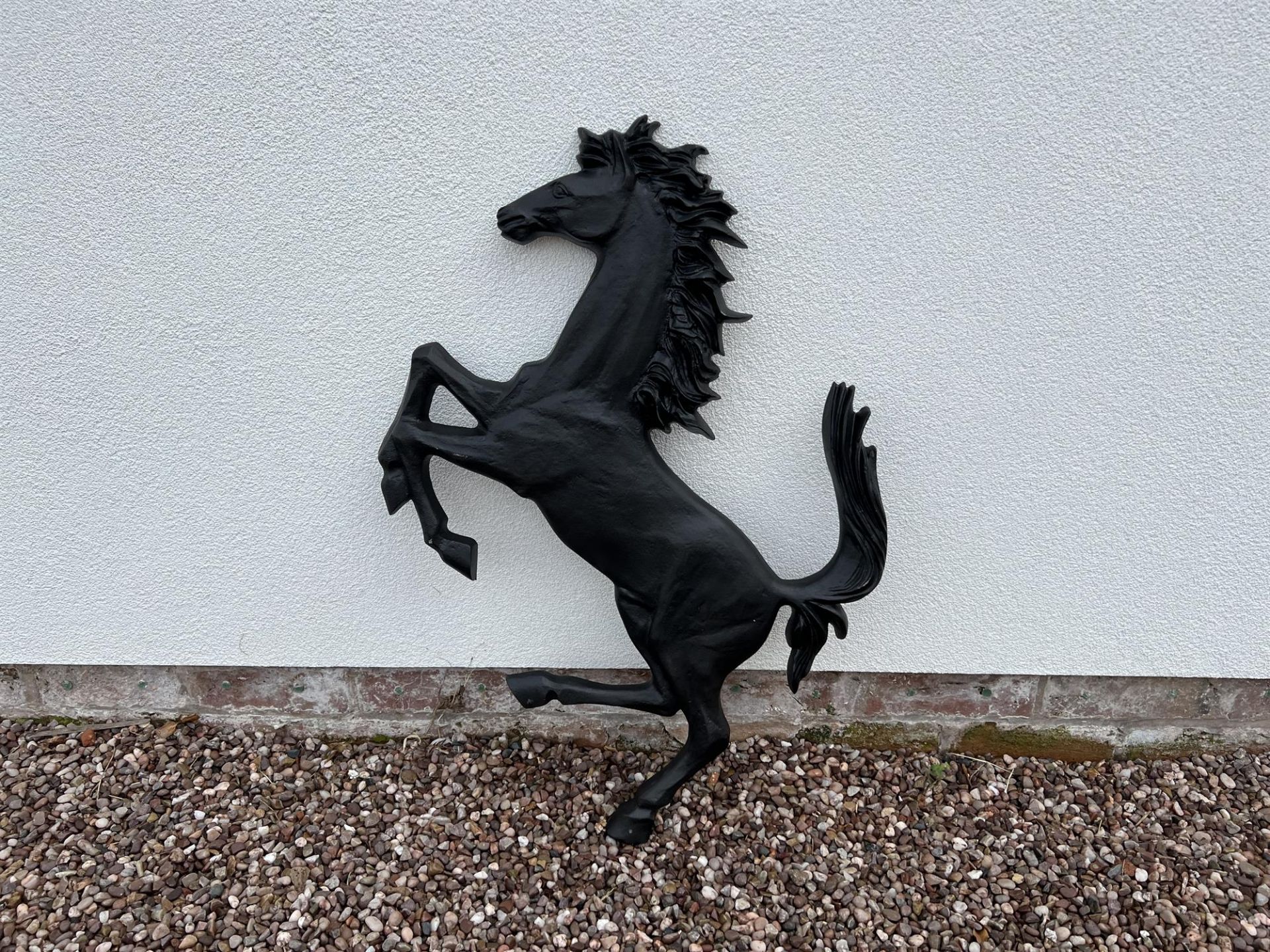 Large Aluminium Cavallino Prancing Horse in Black