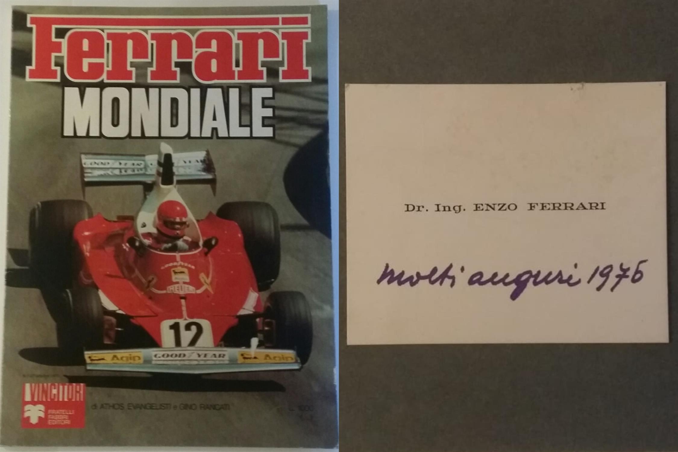 1976 Ferrari Mondiale Official Yearbook with Enzo Ferrari-Signed Business Card