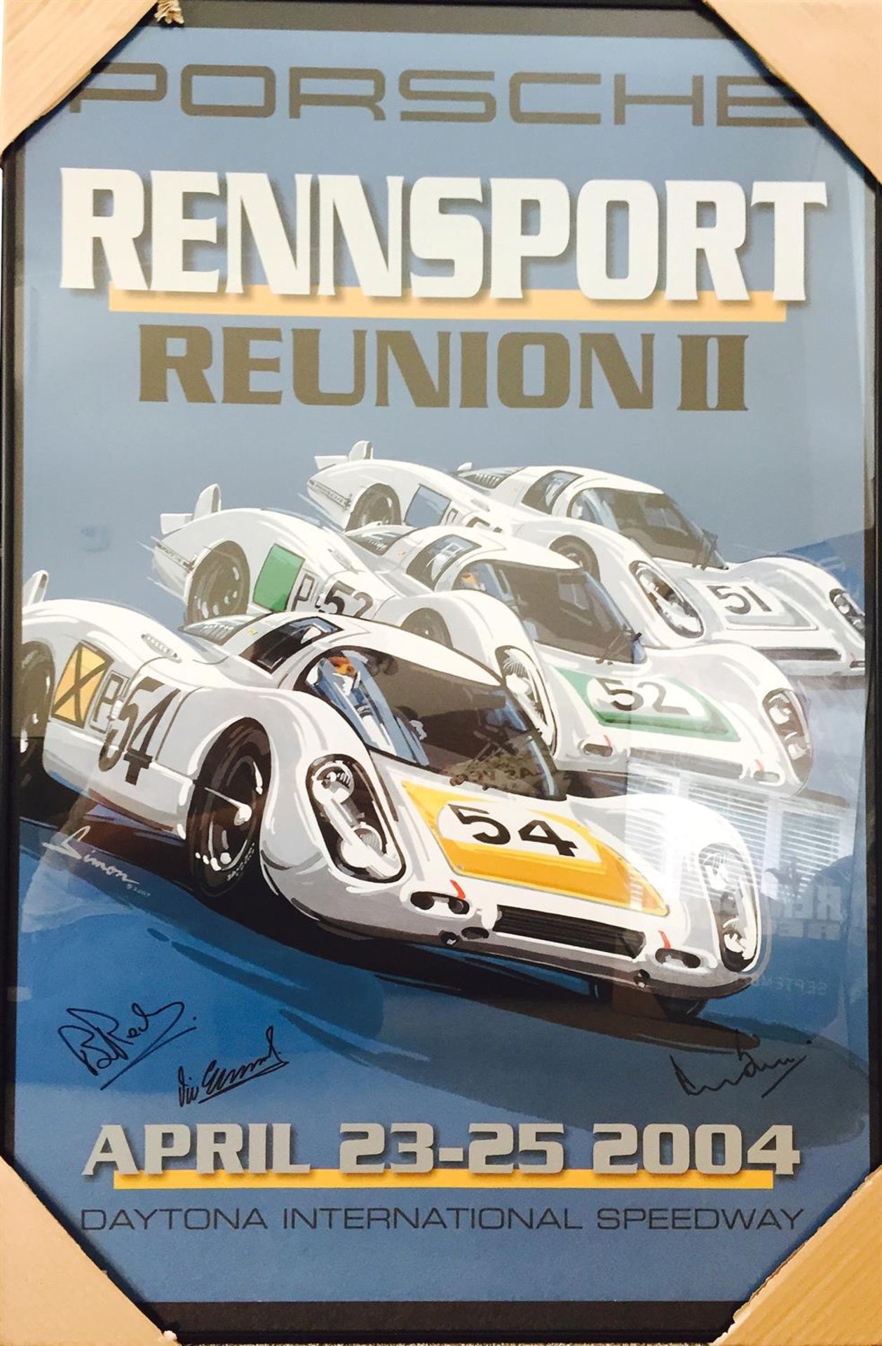 Porsche 'Rennsport Reunion' Set of Five Multi-Signed Original Posters - Image 3 of 7
