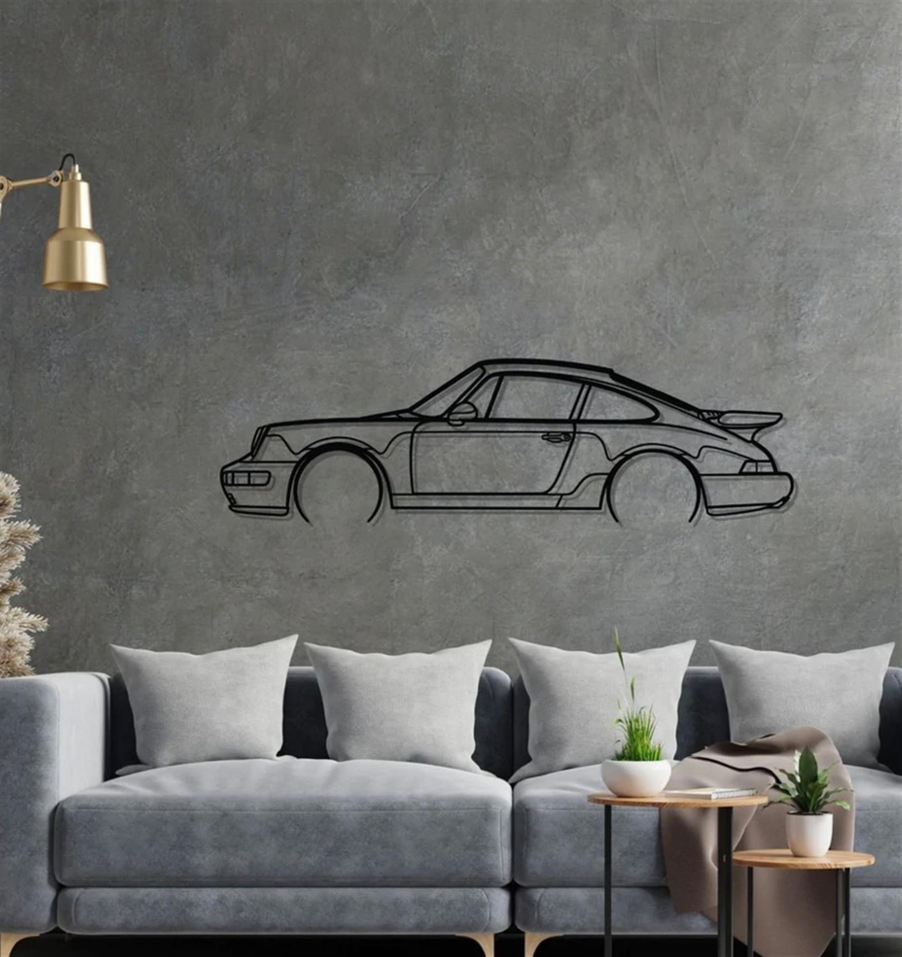 An Impressive Porsche 911 Turbo (964) Laser-Cut Metal Wall Art Installation - Image 2 of 5