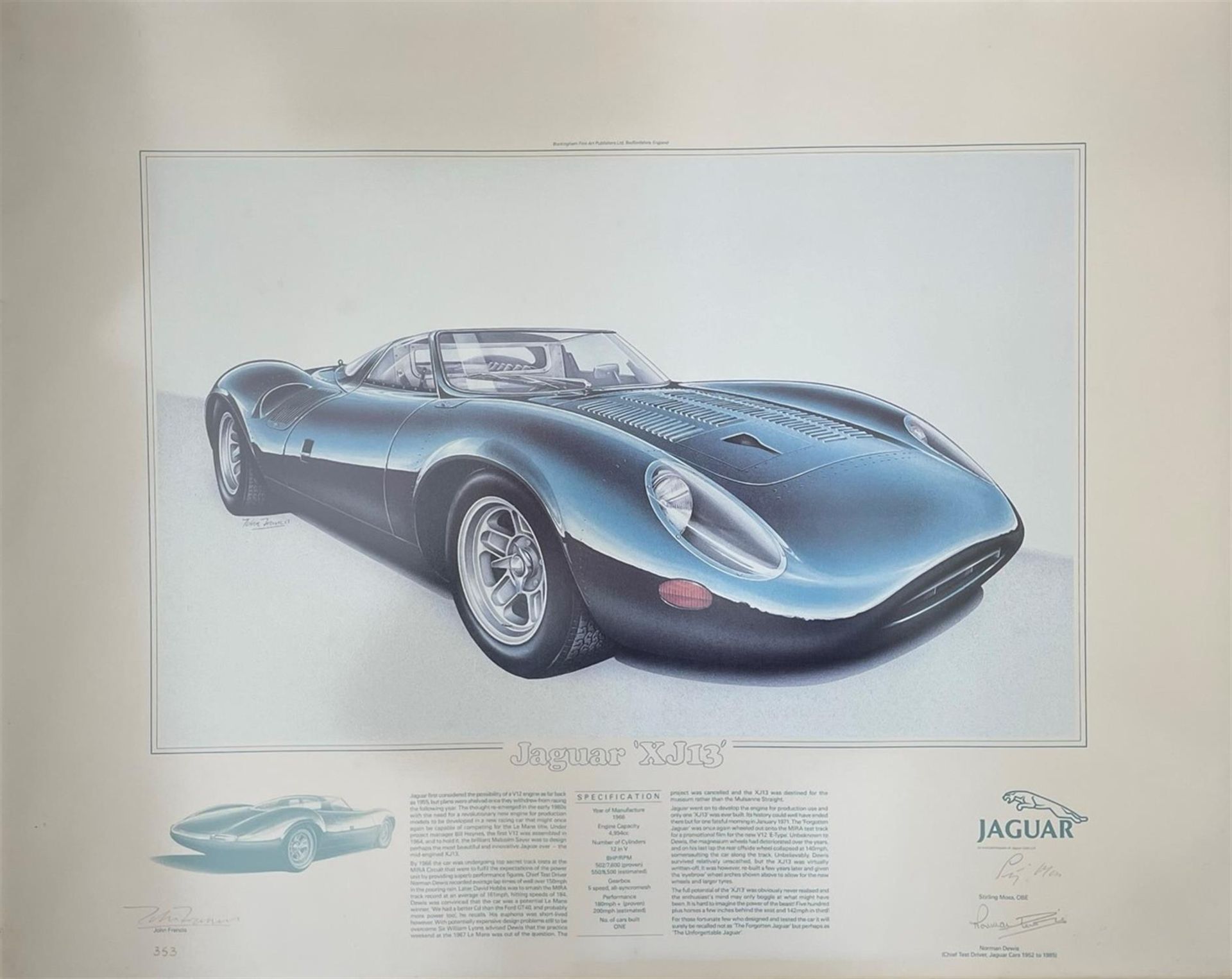 Jaguar XJ13, E-Type and D-Type Limited Edition Signed Prints - Image 16 of 16