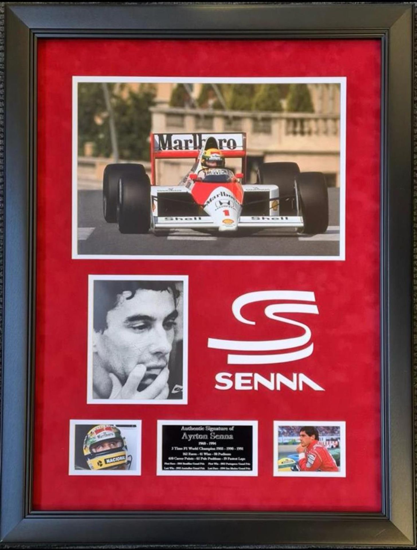 A Superb Framed Montage Featuring the Authentic Hand-signed Autograph of Ayrton Senna - Image 2 of 5