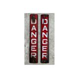 A Rare Pair of Vintage Vitreous-Enamelled 'Danger' Signs