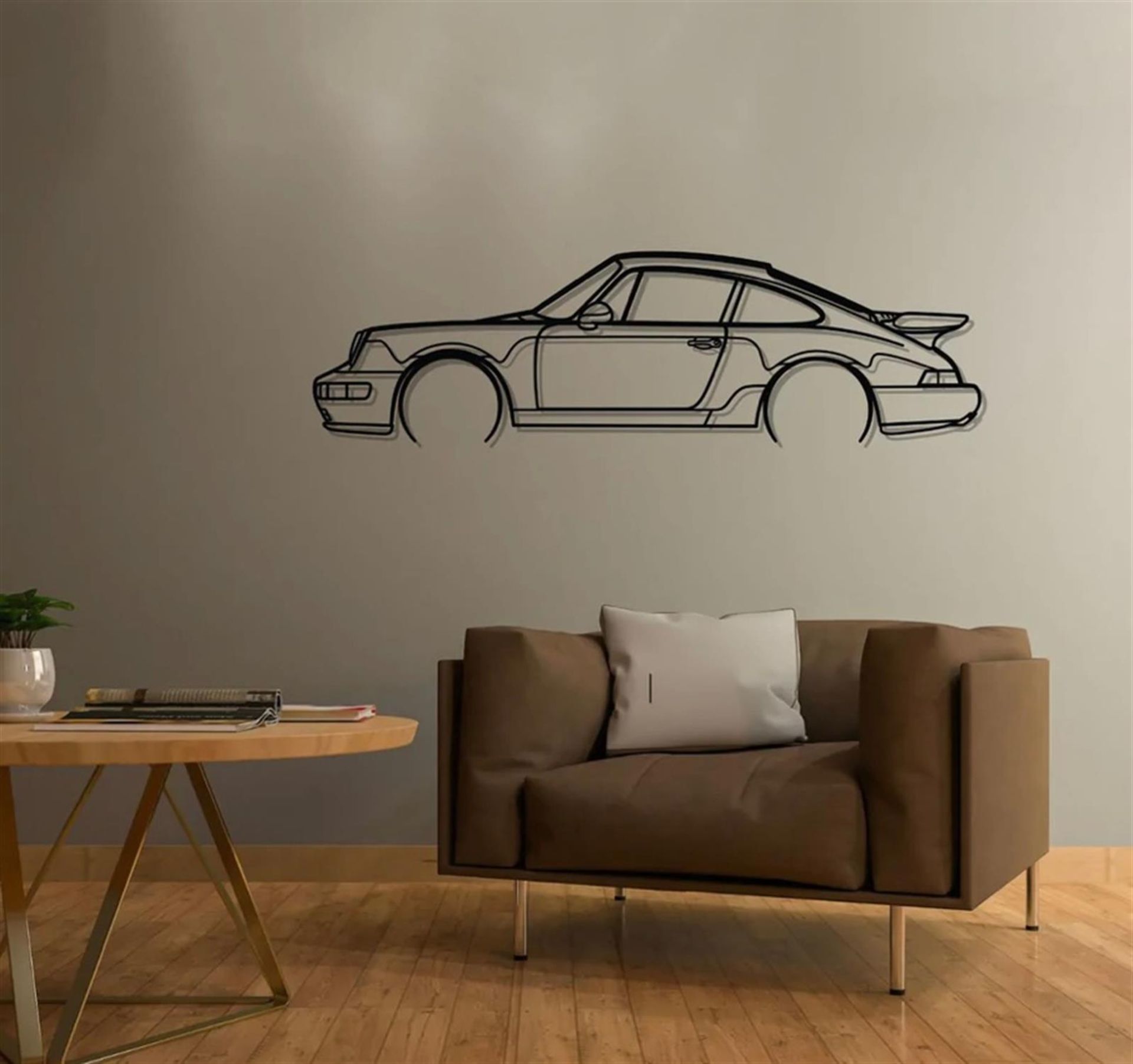 An Impressive Porsche 911 Turbo (964) Laser-Cut Metal Wall Art Installation - Image 4 of 5