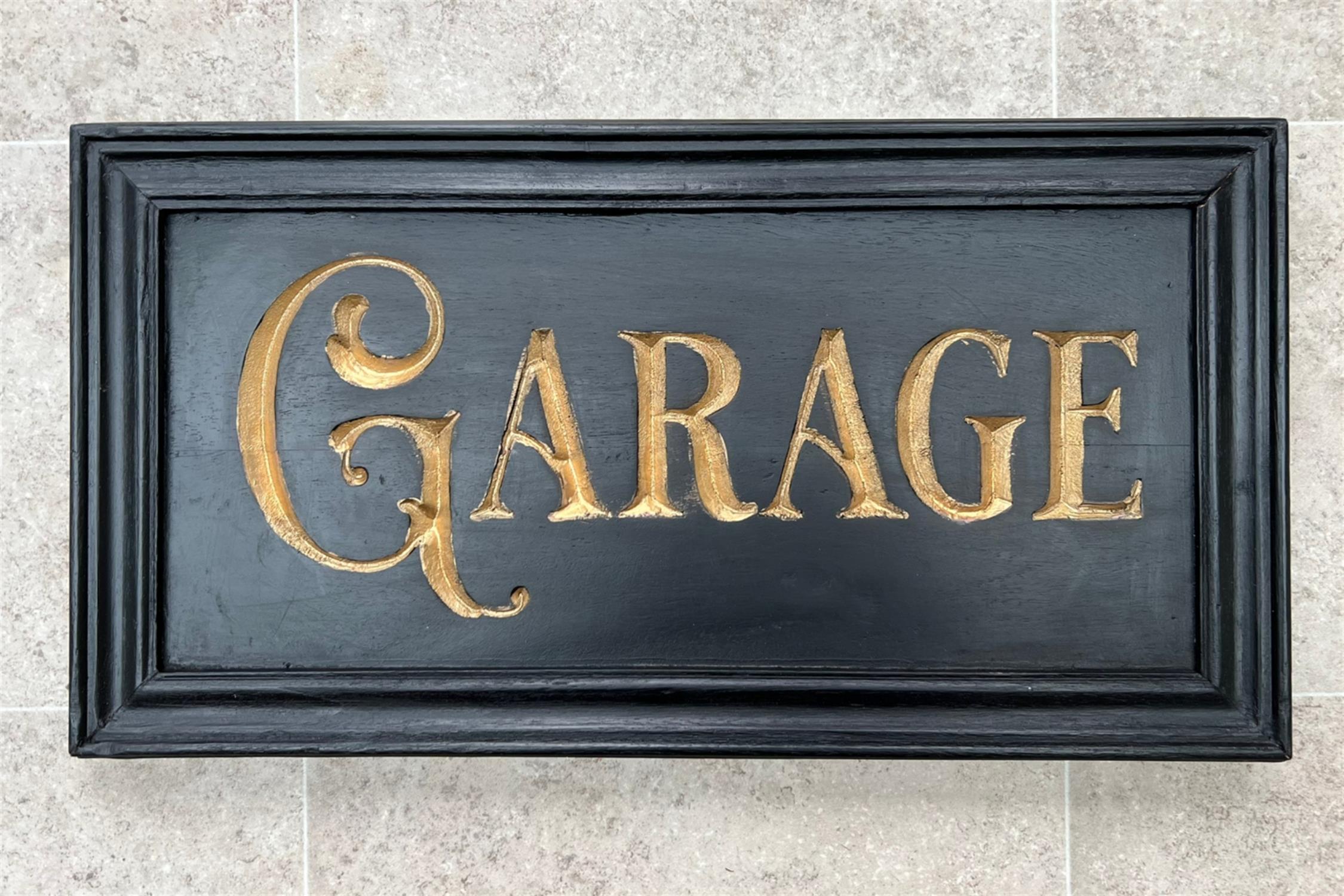 A Beautiful Hand-Carved Wooden 'Garage' Wall Sign