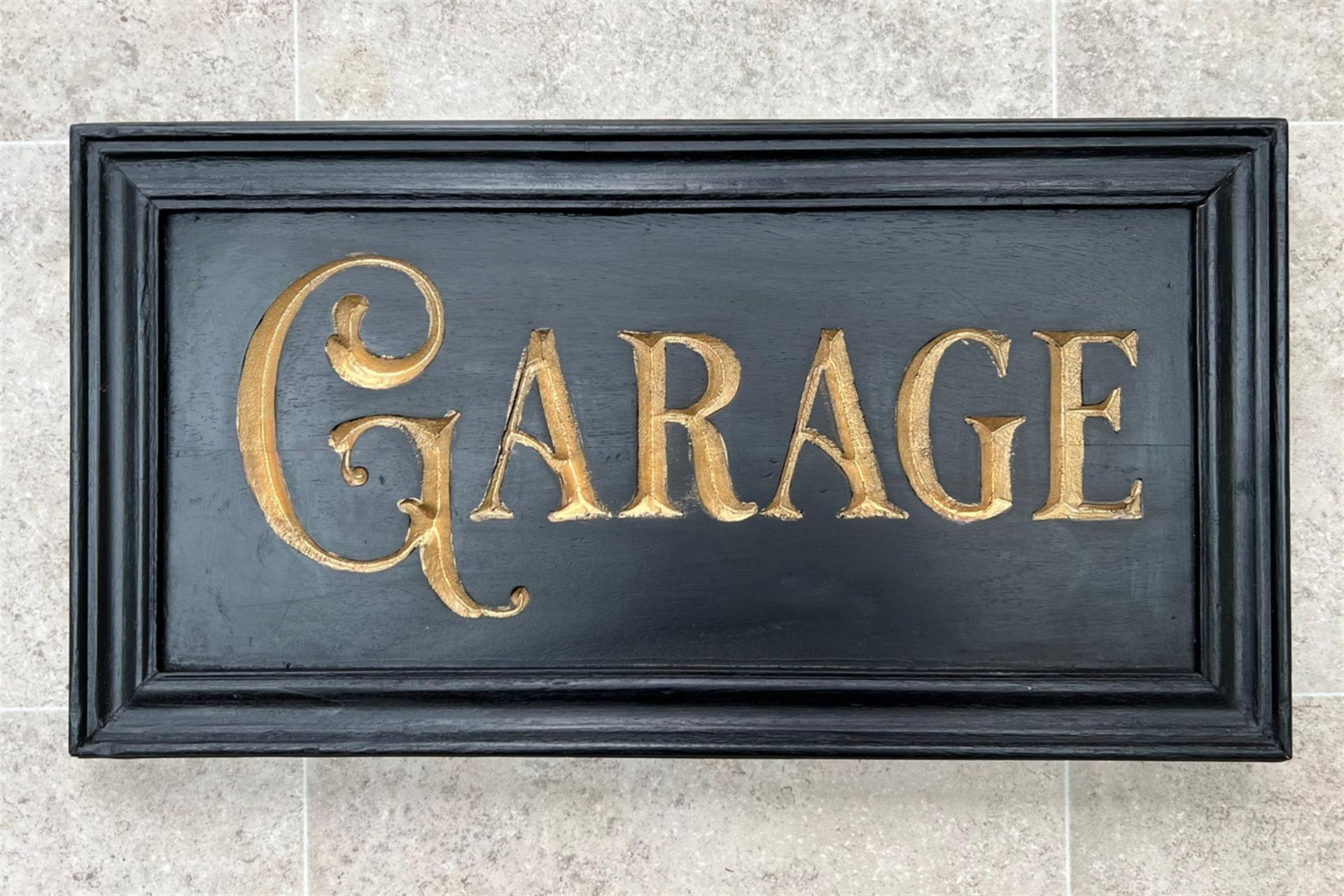 A Beautiful Hand-Carved Wooden 'Garage' Wall Sign