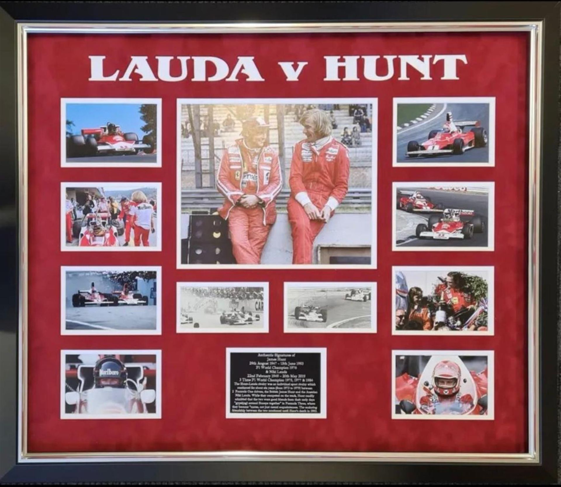 Lauda v Hunt Framed Production with signed B/W images of Both Drivers - Image 5 of 5