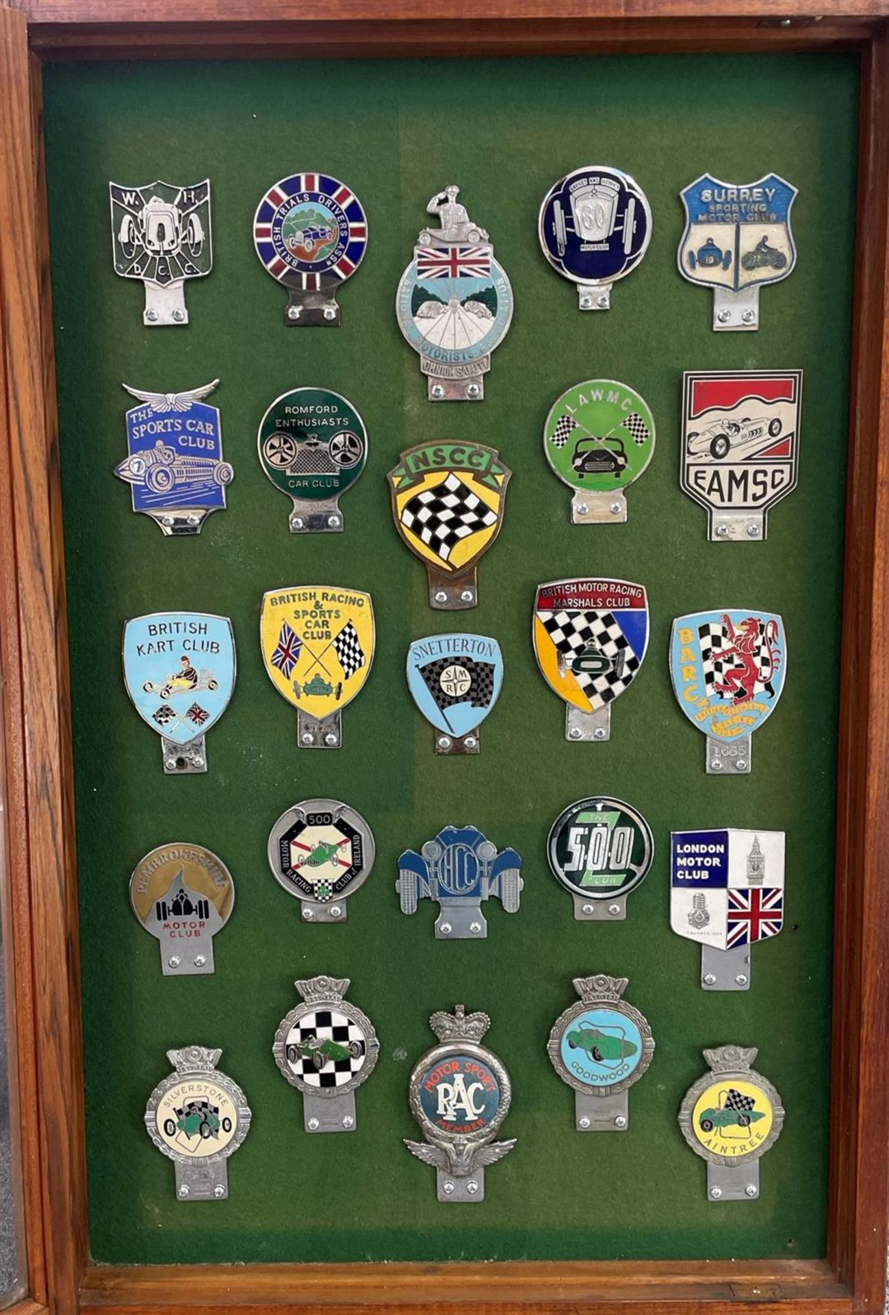 Cased Display of Motorsport Club Car Badges c.1940s - c.1960s - Image 2 of 4