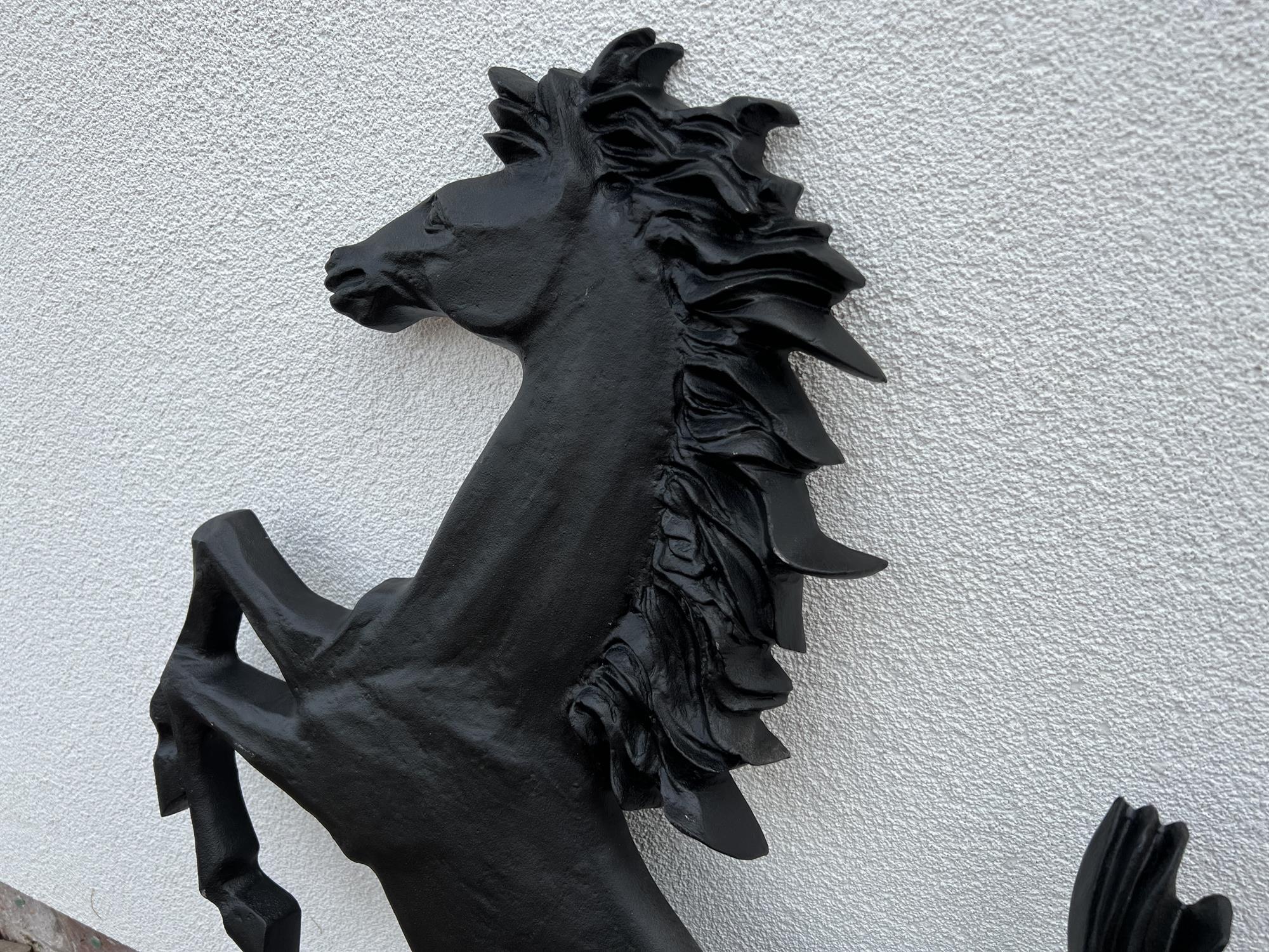 Large Aluminium Cavallino Prancing Horse in Black - Image 2 of 10