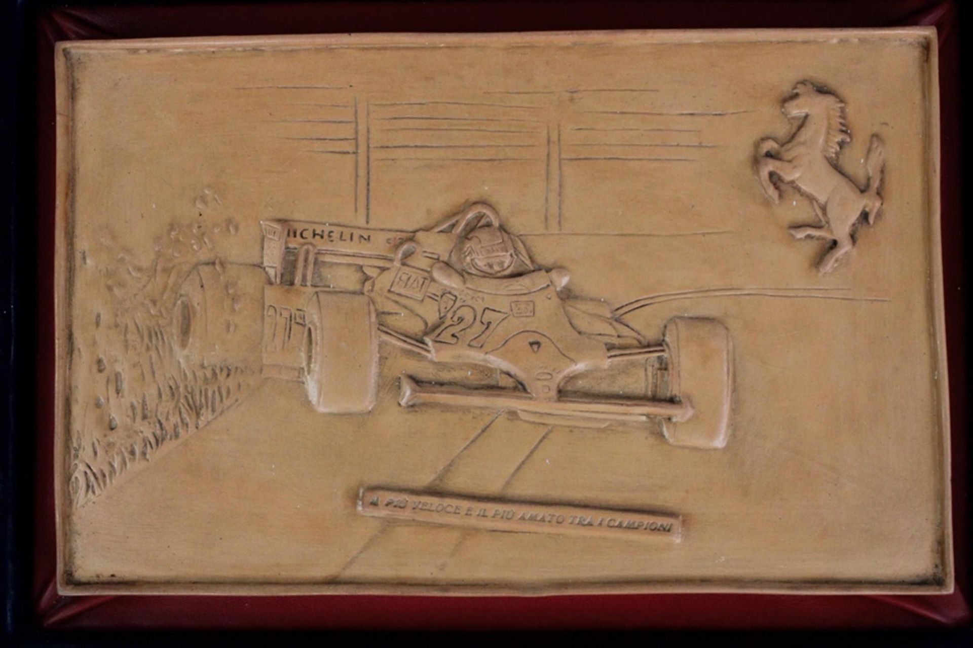 Gilles Villeneuve Schedoni Leather Carving 1979-1980 Ferrari 312 126 - Image 3 of 7