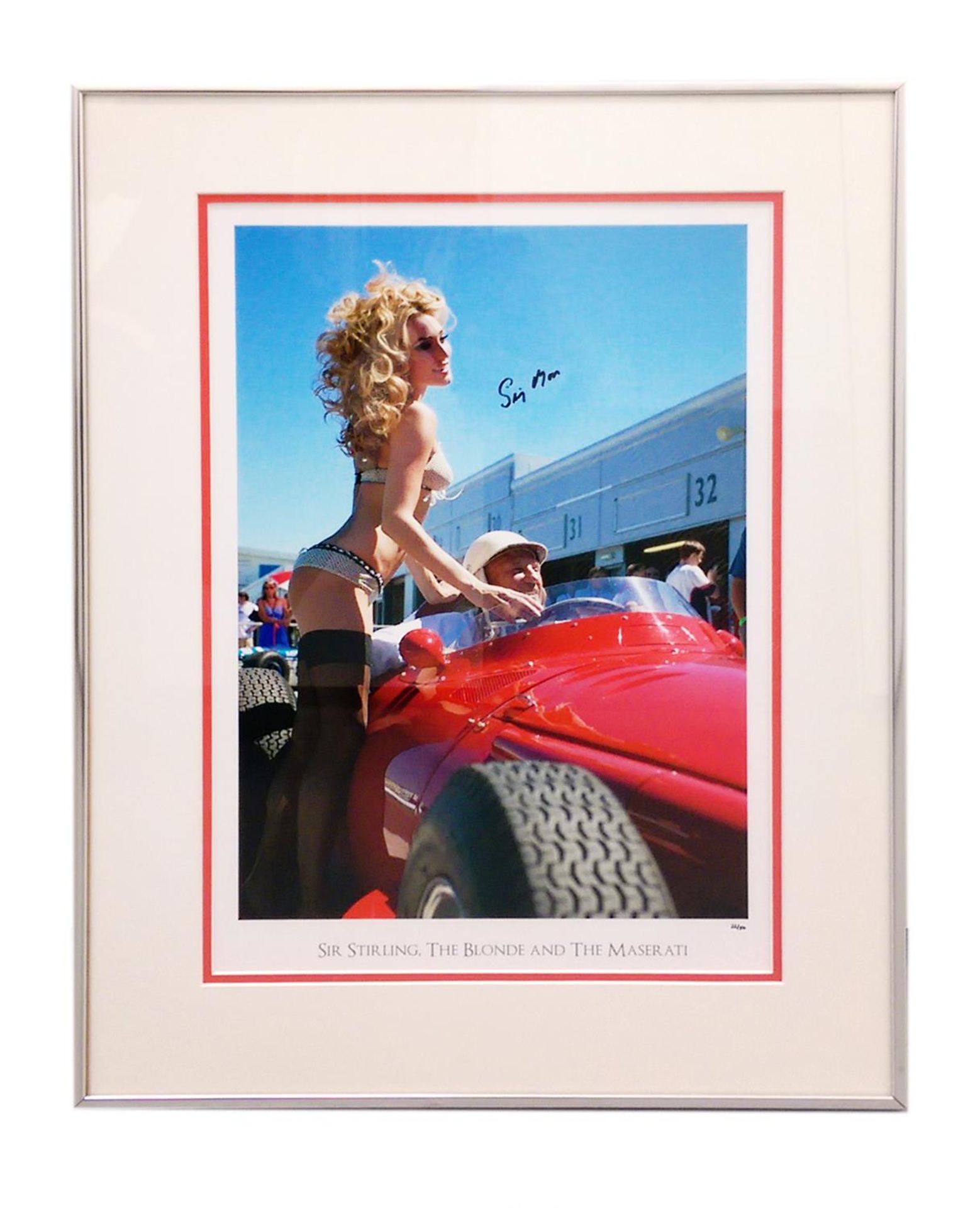 'Sir Stirling, the Blonde and the Maserati'. Signed by Sir Stirling Moss OBE - Image 3 of 3