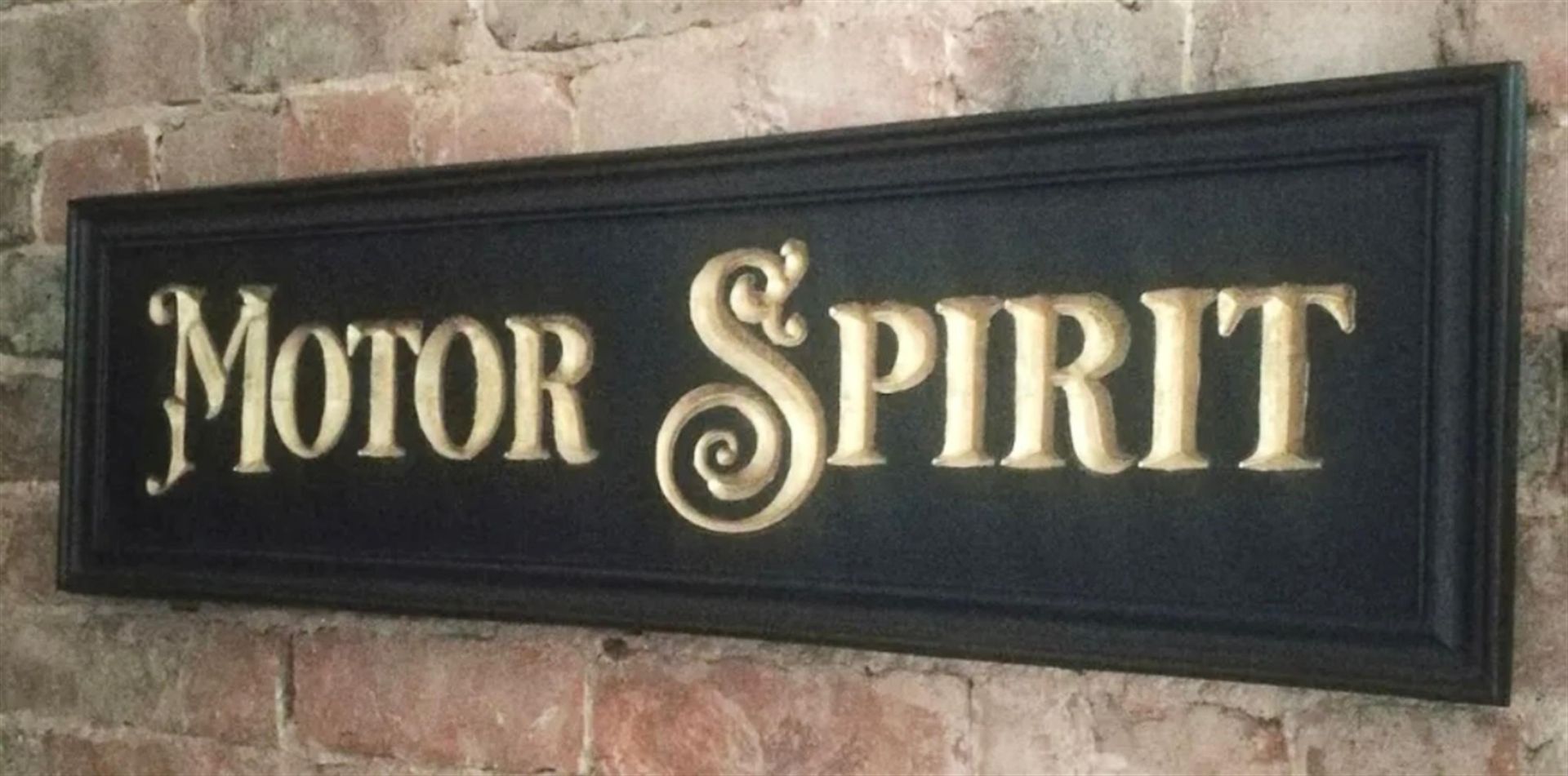 A Beautiful Hand-Carved Wooden 'Motor Spirit' Wall Sign - Image 2 of 7