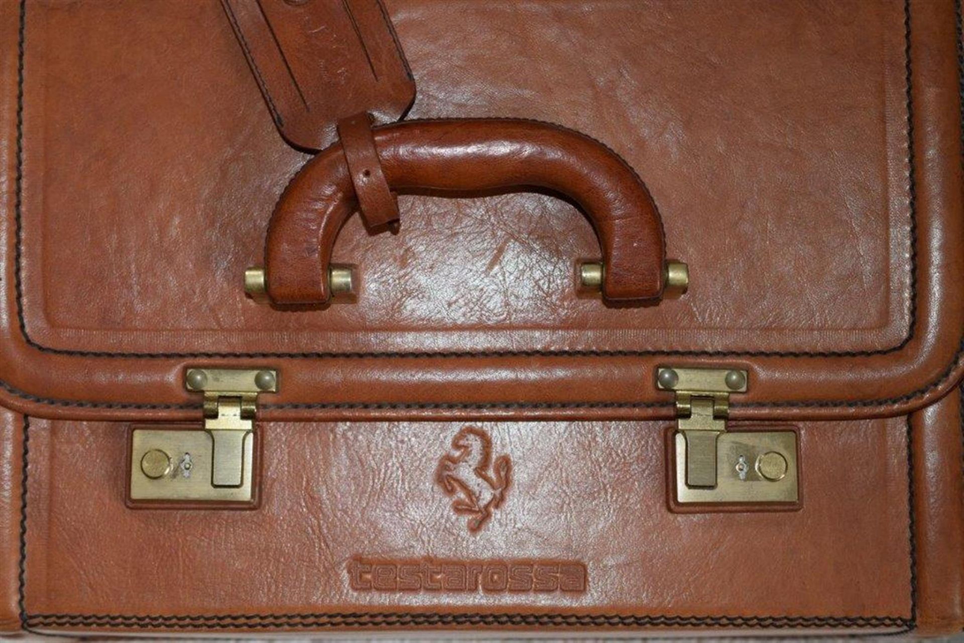 Tan Five-Piece Leather Testarossa Luggage Set by Shedoni - Image 2 of 7