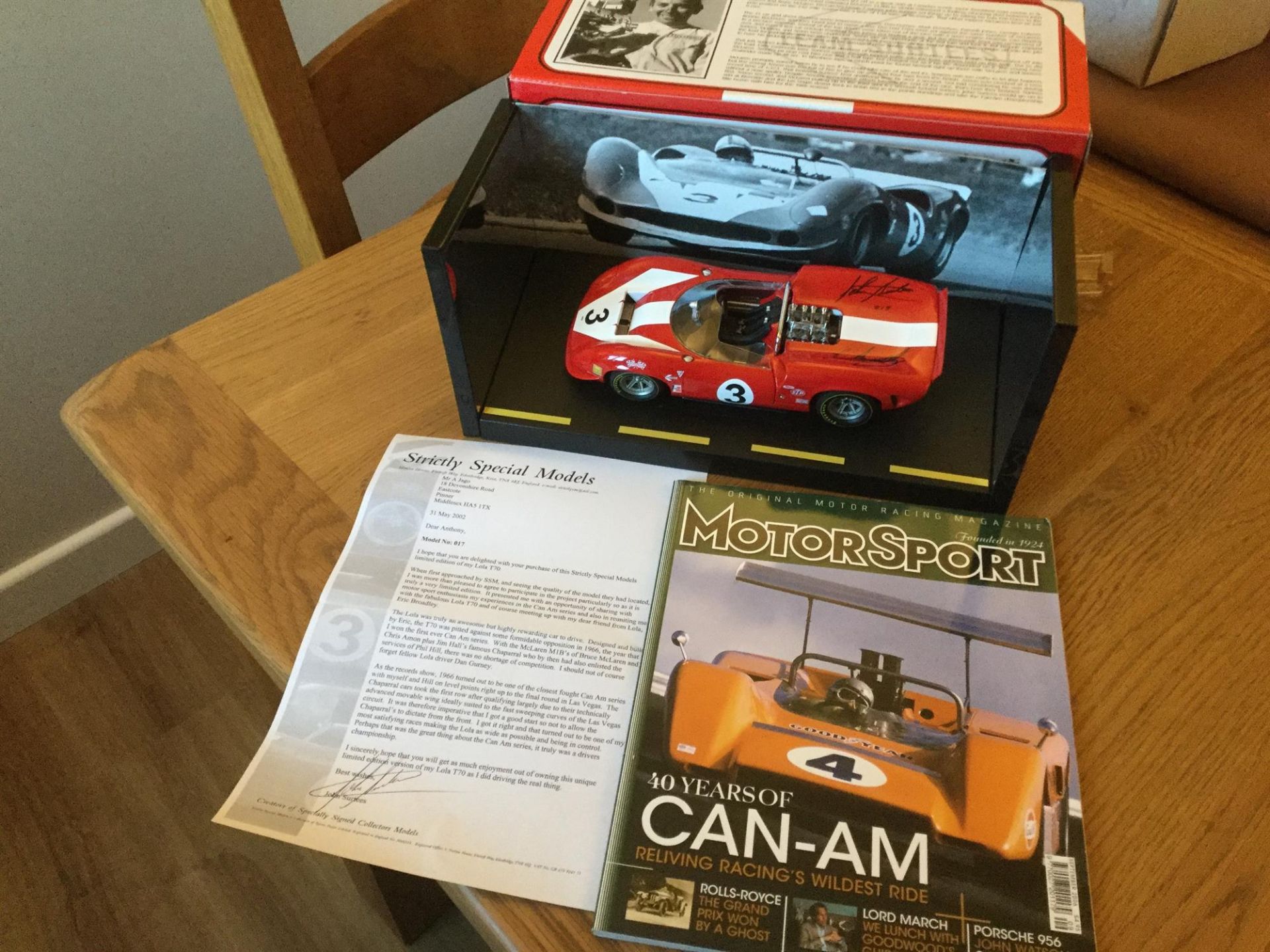 John Surtees CBE Signed Scale Model Duo: Can Am Lola T70 & NART Ferrari 158 - Image 6 of 10