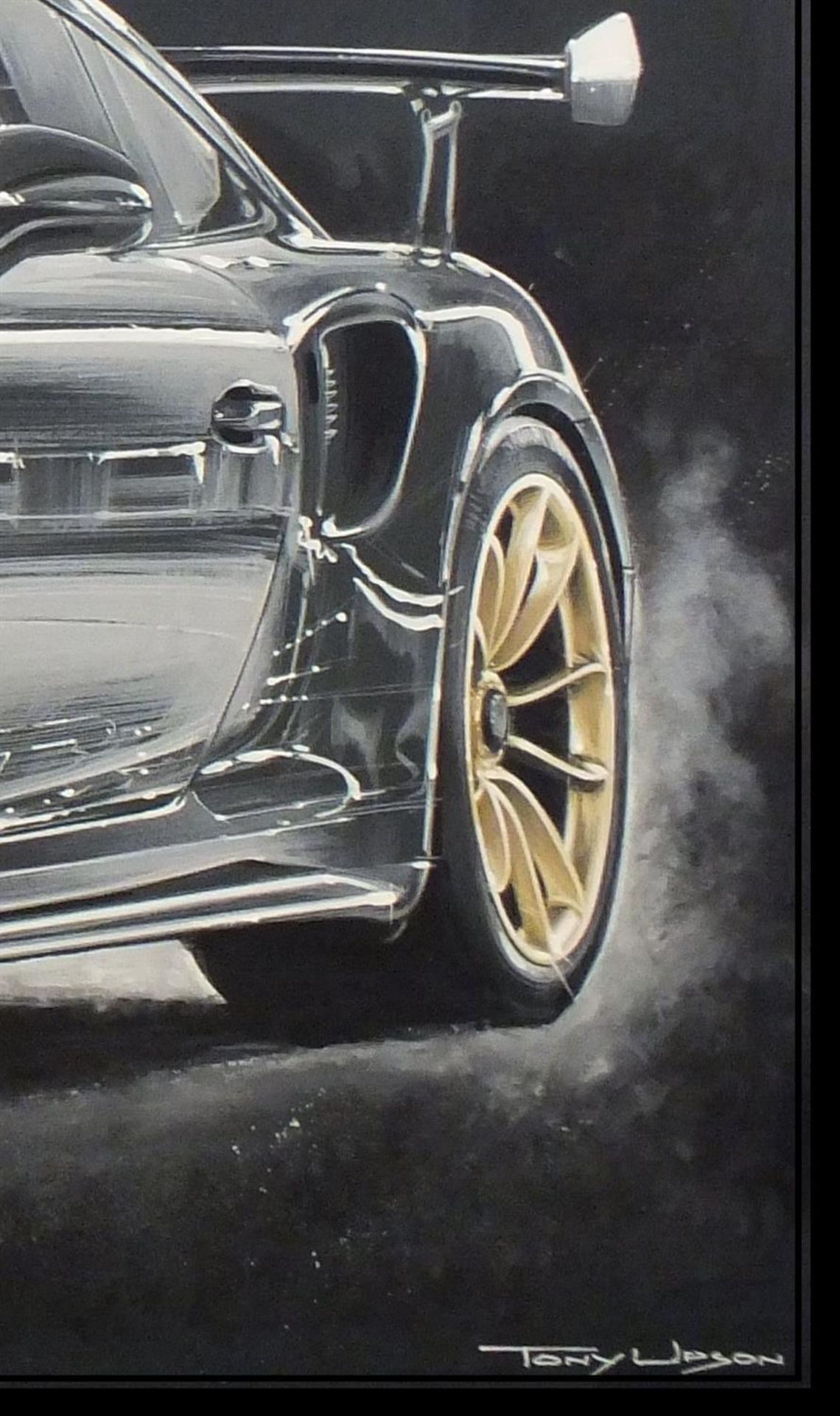 Black 991 GT3 Rennsport. Original Artwork by Tony Upson - Image 2 of 4