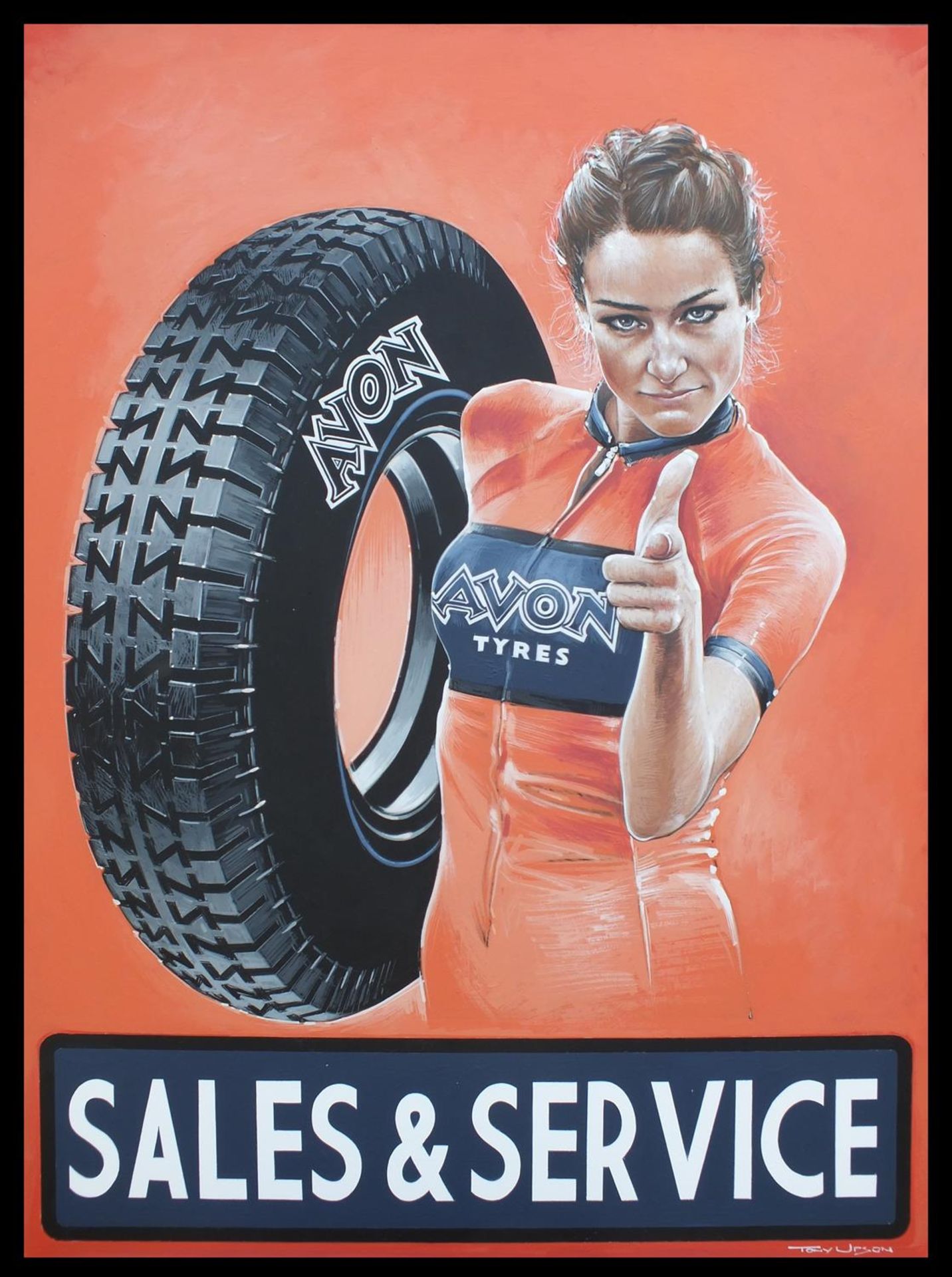 Avon Tyres-Sales and Service. Acrylic on Canvas by Tony Upson - Image 2 of 2