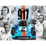 Glass Faced Gulf Porsche 917 Steve McQueen Homage Print