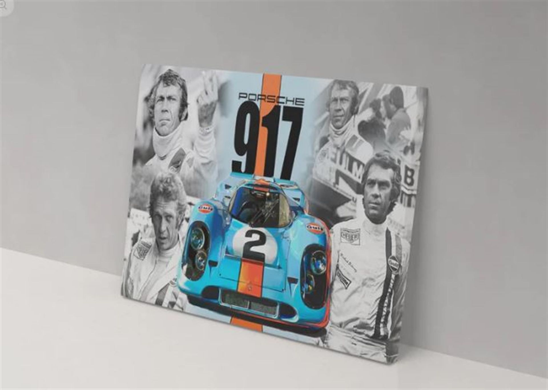 Glass Faced Gulf Porsche 917 Steve McQueen Homage Print - Image 3 of 3