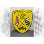 British Racing & Sports Car Club Style Enamel Sheild Shaped Sign