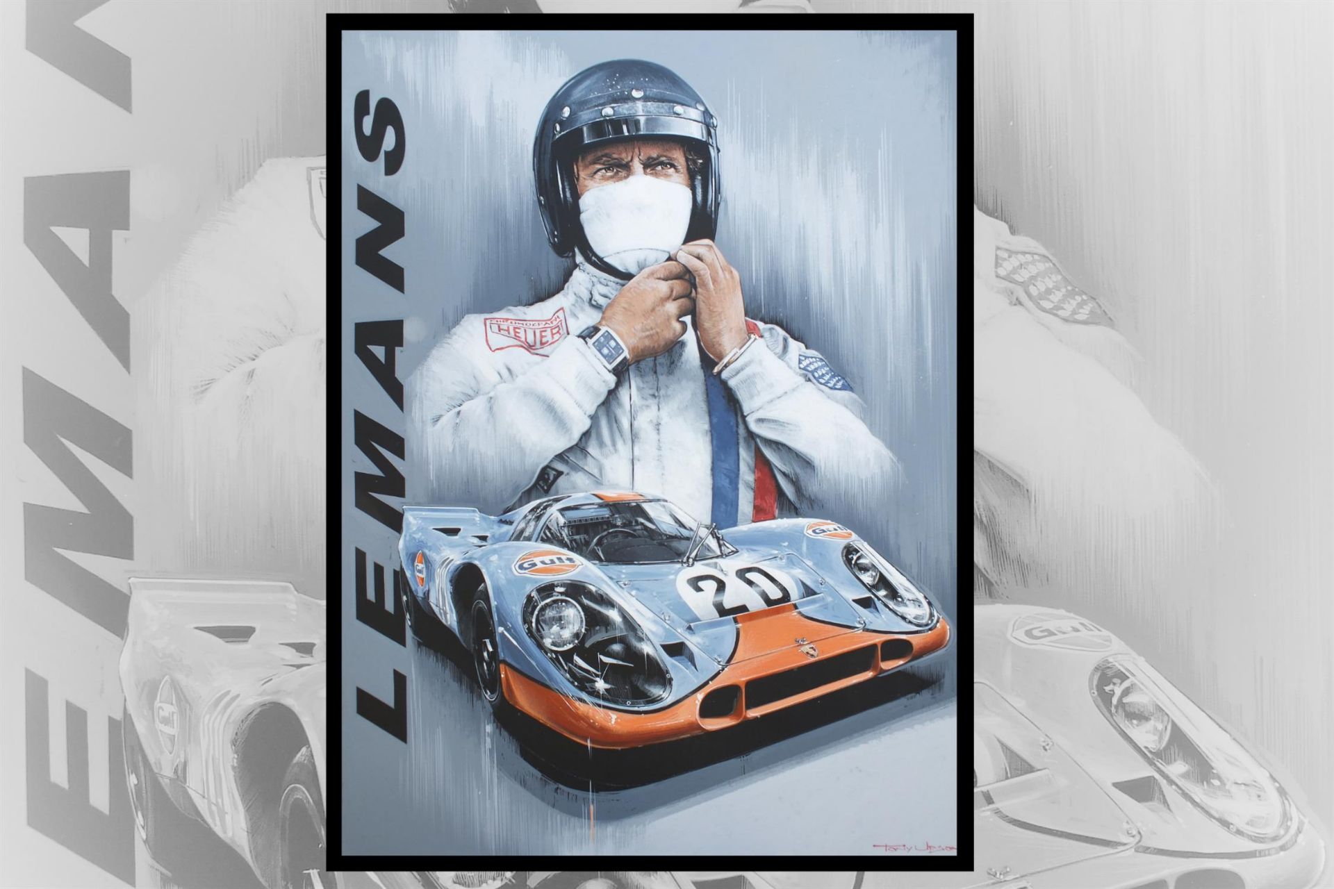 Mr McQueen and the 917. Original Acrylic by Tony Upson