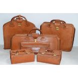 Tan Five-Piece Leather Testarossa Luggage Set by Shedoni