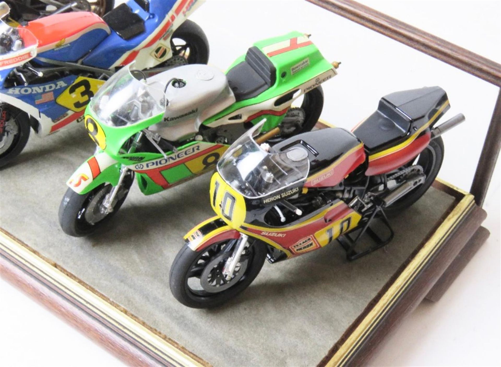 A Set of Four 1:12 Scale Moto GP Bikes from Tamyia Assembled and Cased. - Image 3 of 4