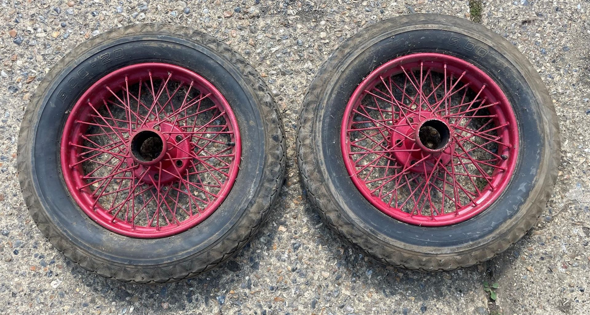 A Pair Dodge Spoked Wheels Fitted with 600/20 Older Tyres - Image 5 of 7