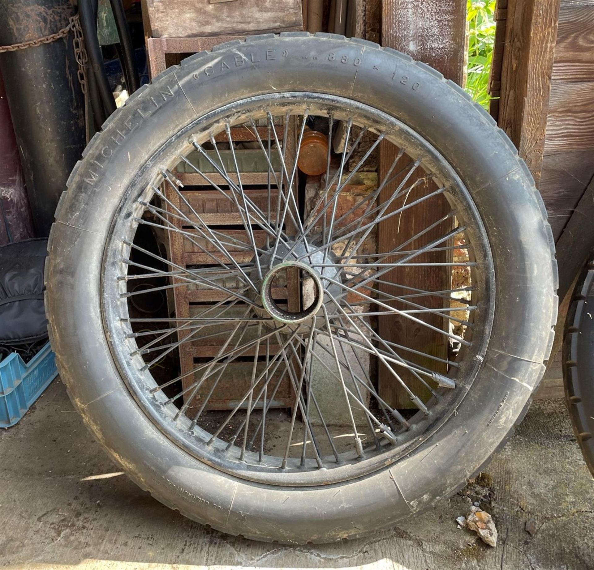 A Pair of 880 x 120 Beaded Edge Wheels with Worn Michelin Tyres - Image 2 of 5