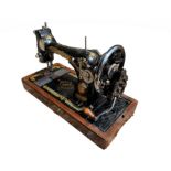 Antique (Circa 1920s) Crank-Handle Singer Sewing Machine in Box