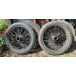 A Pair of 880 x 120 Beaded Edge Wheels with Worn Michelin Tyres