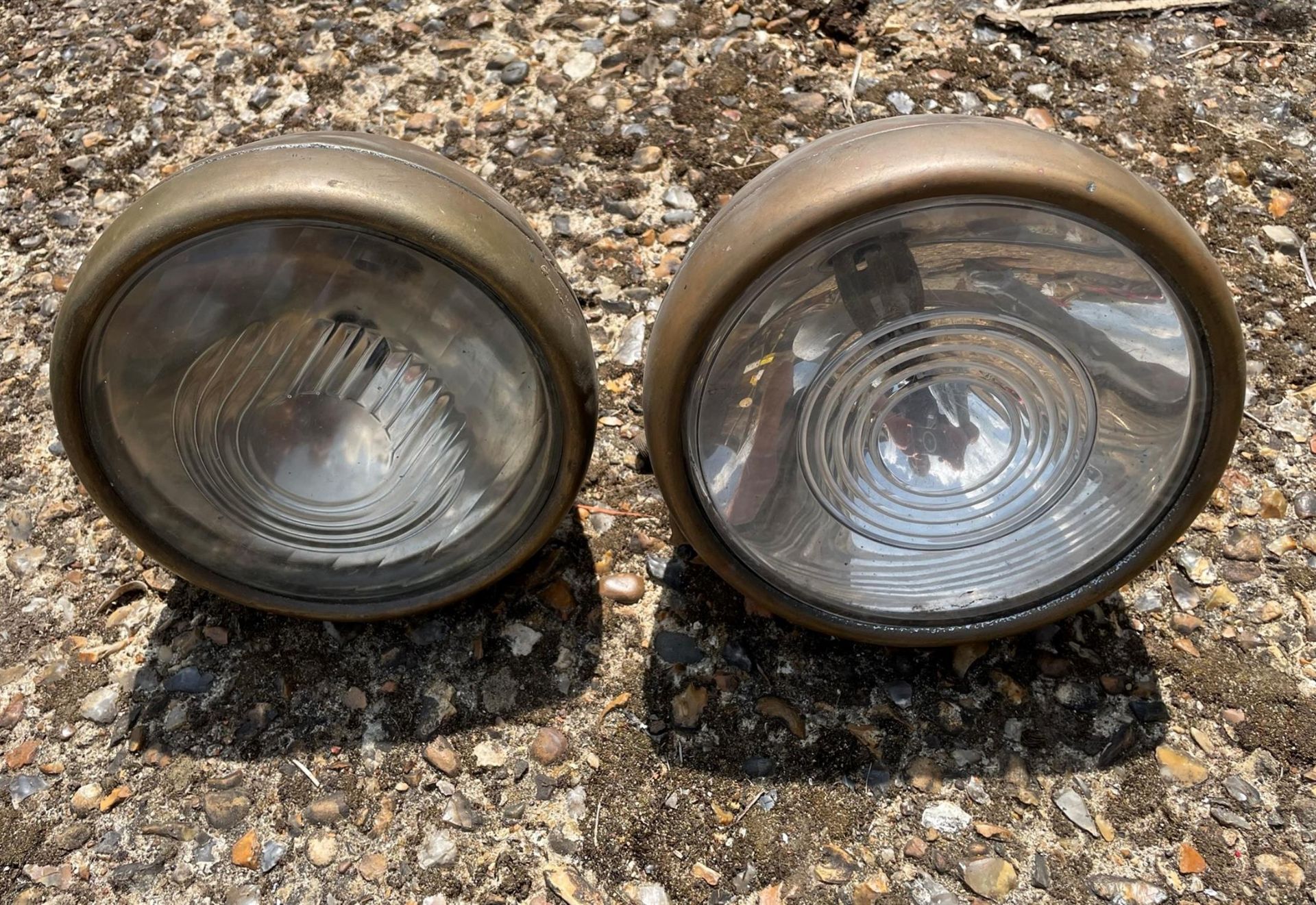 Pair of Brass Bodied Lucas 'King of the Road' Headlights - Image 3 of 9