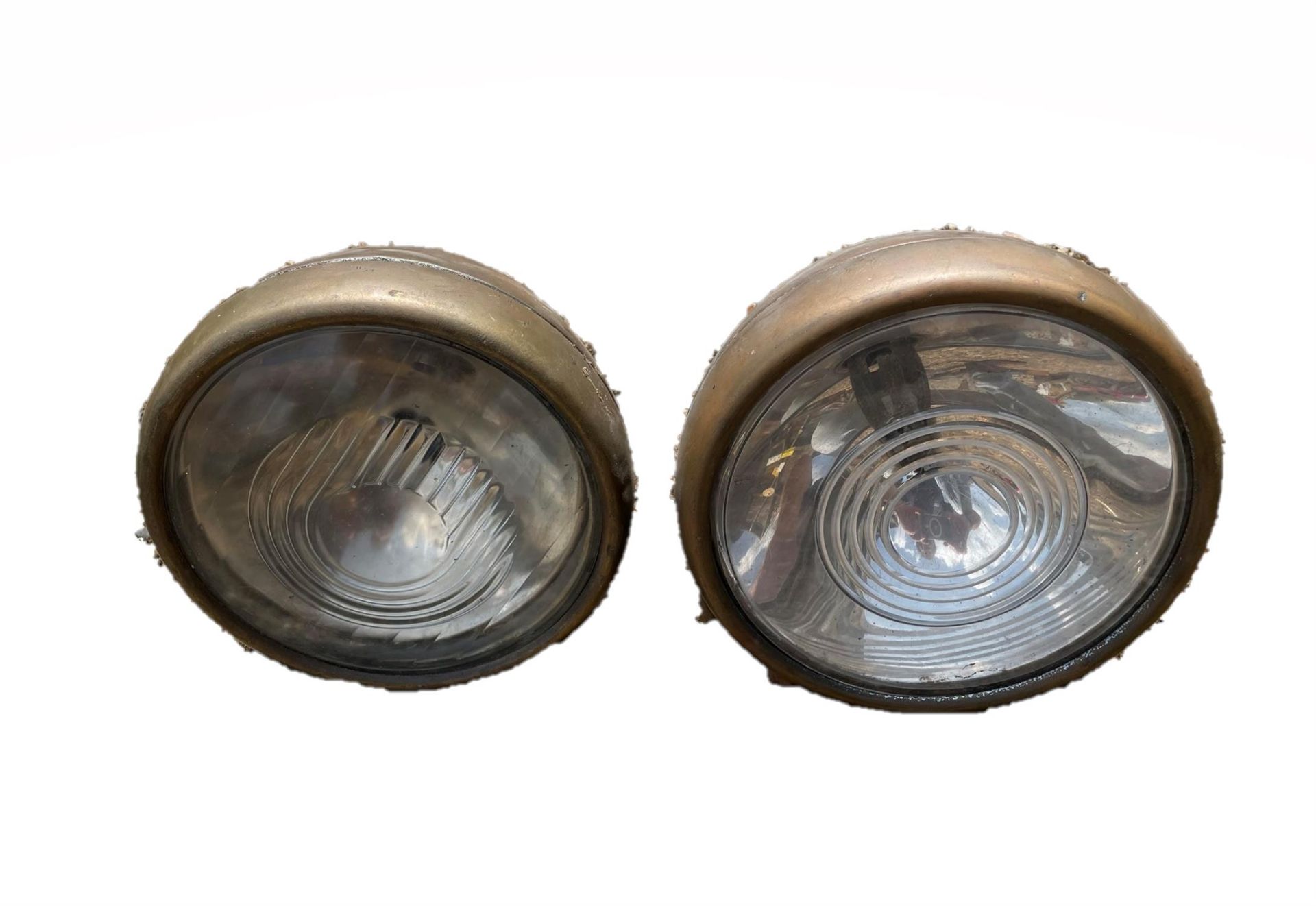 Pair of Brass Bodied Lucas 'King of the Road' Headlights