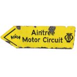 Aintree Motor Circuit AA Enamel Directional Sign